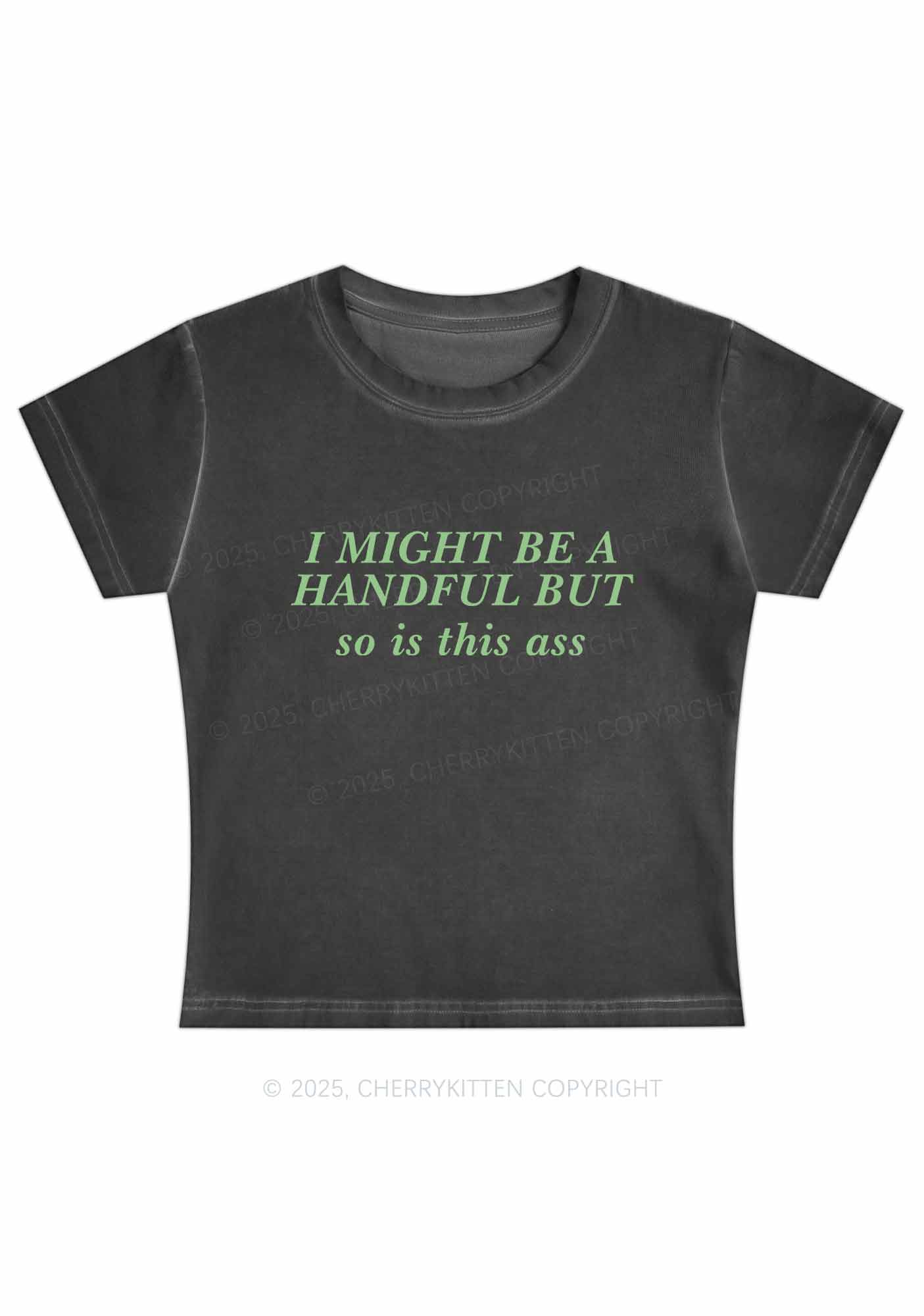 I Might Be Handful Y2K Vintage Classic Tee Cherrykitten - Image 2
