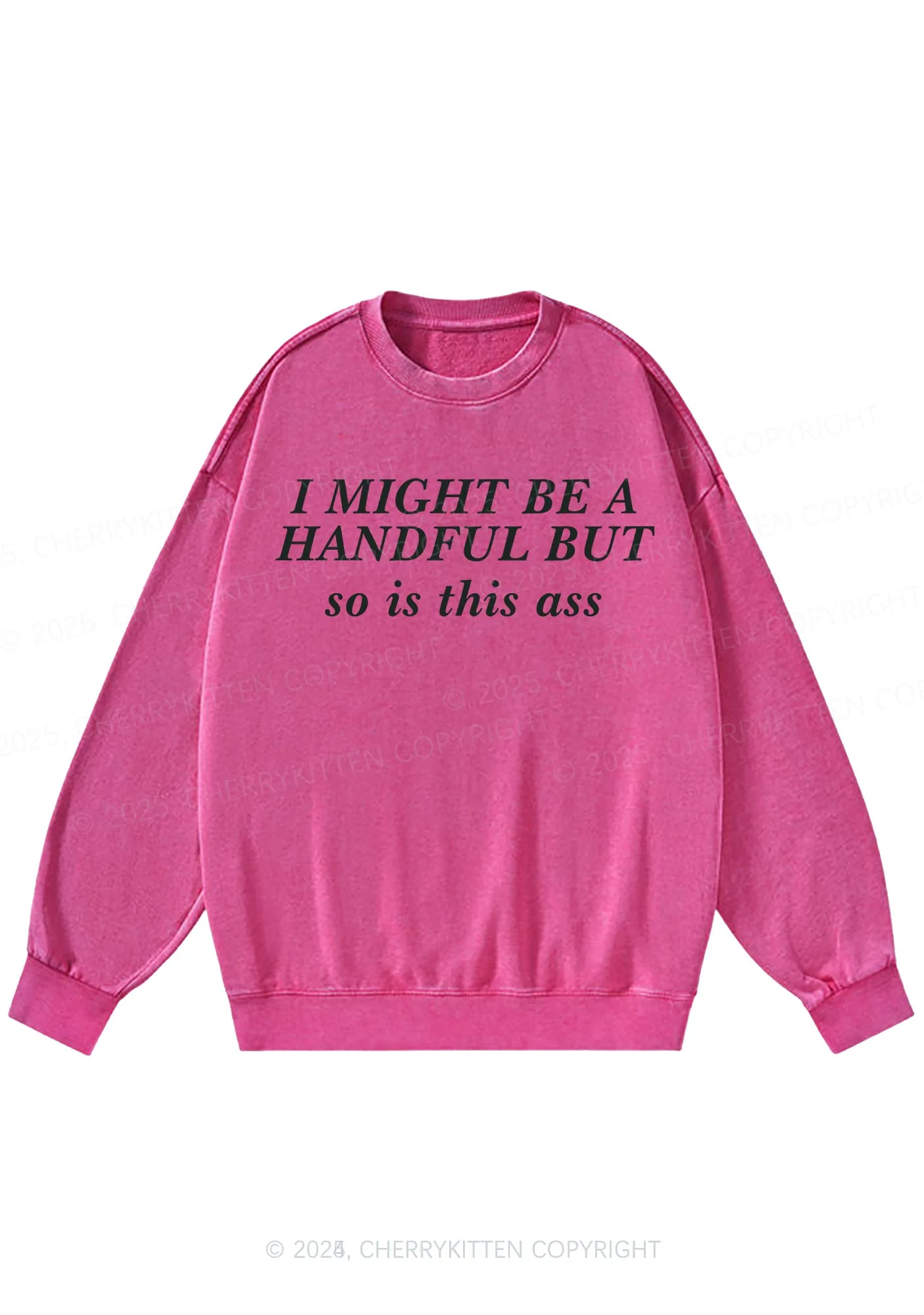 I Might Be Handful Y2K Washed Sweatshirts Cherrykitten - Image 4