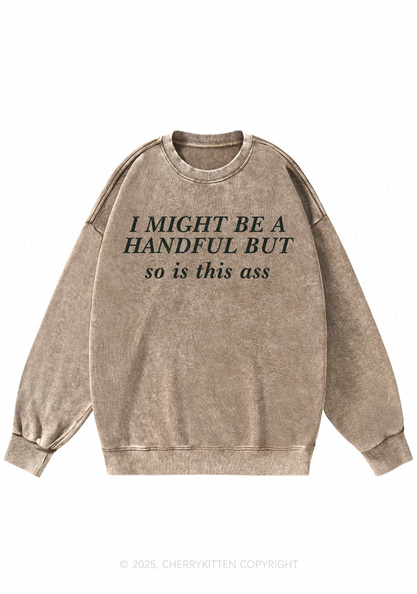 I Might Be Handful Y2K Washed Sweatshirts Cherrykitten - Image 5