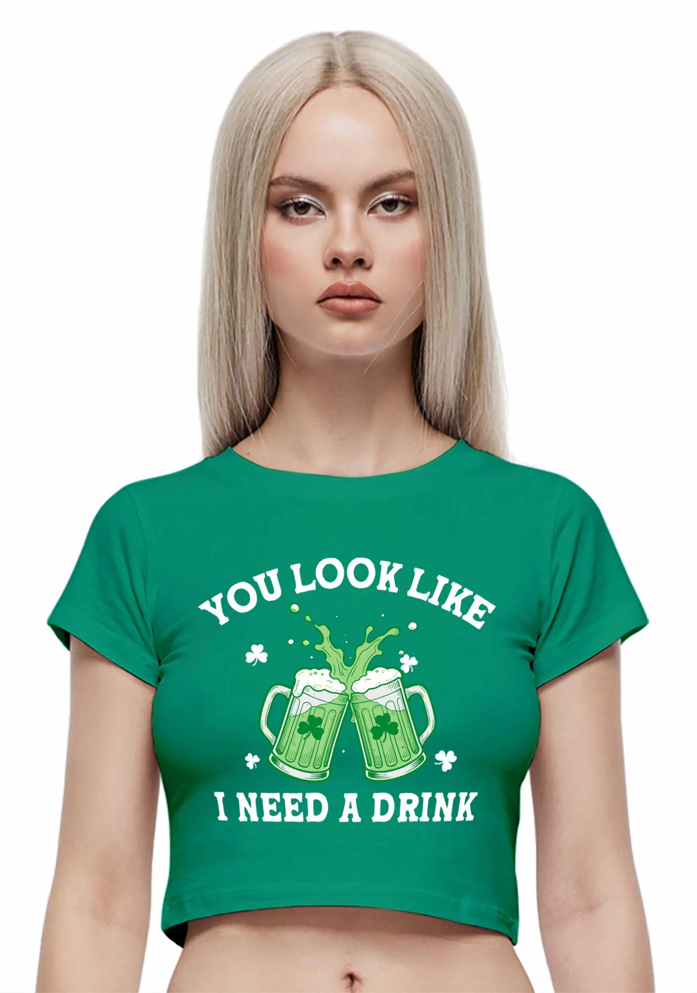 I Need A Drink St Patricks Y2K Baby Tee Cherrykitten - Image 2