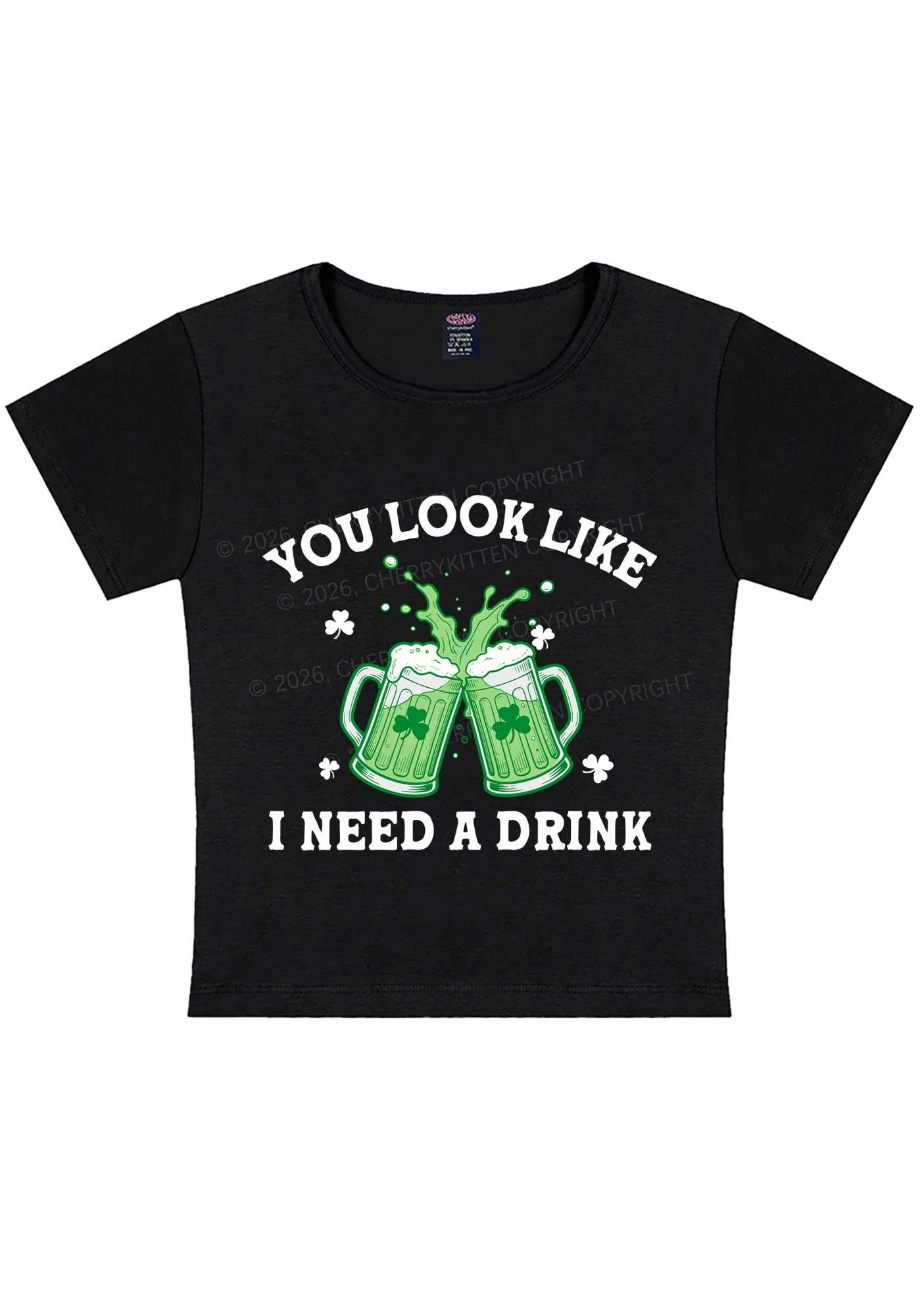 I Need A Drink St Patricks Y2K Baby Tee Cherrykitten - Image 3