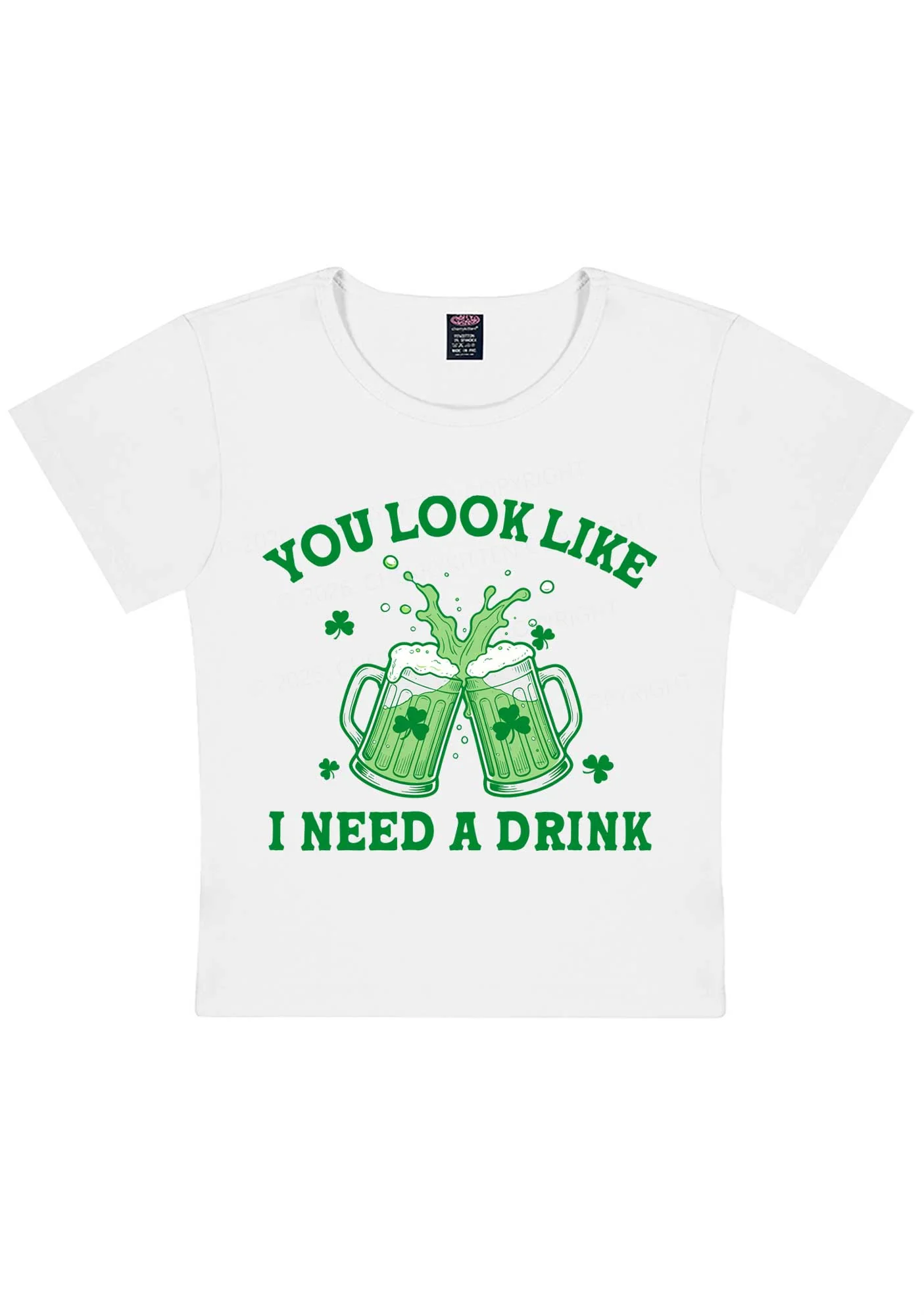 I Need A Drink St Patricks Y2K Baby Tee Cherrykitten - Image 4