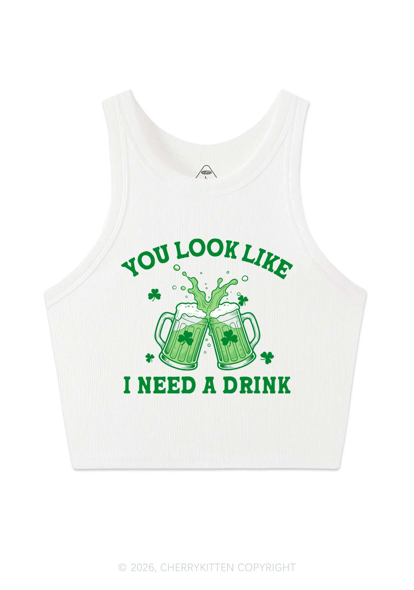 I Need A Drink St Patricks Y2K Crop Tank Top Cherrykitten - Image 4