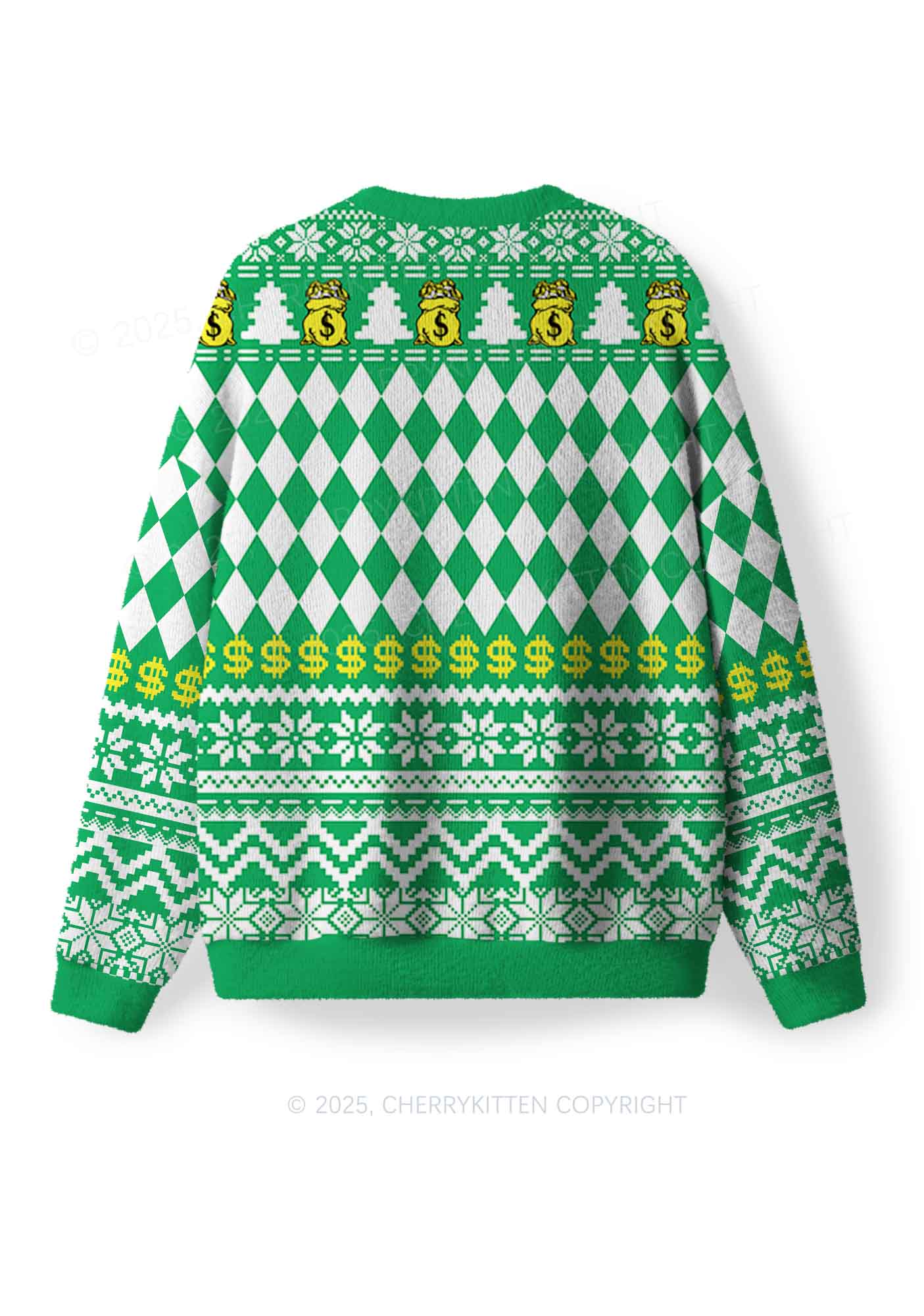 I Only Accept Apologies In Cash Y2K Christmas Knit Sweatshirt Cherrykitten - Image 2
