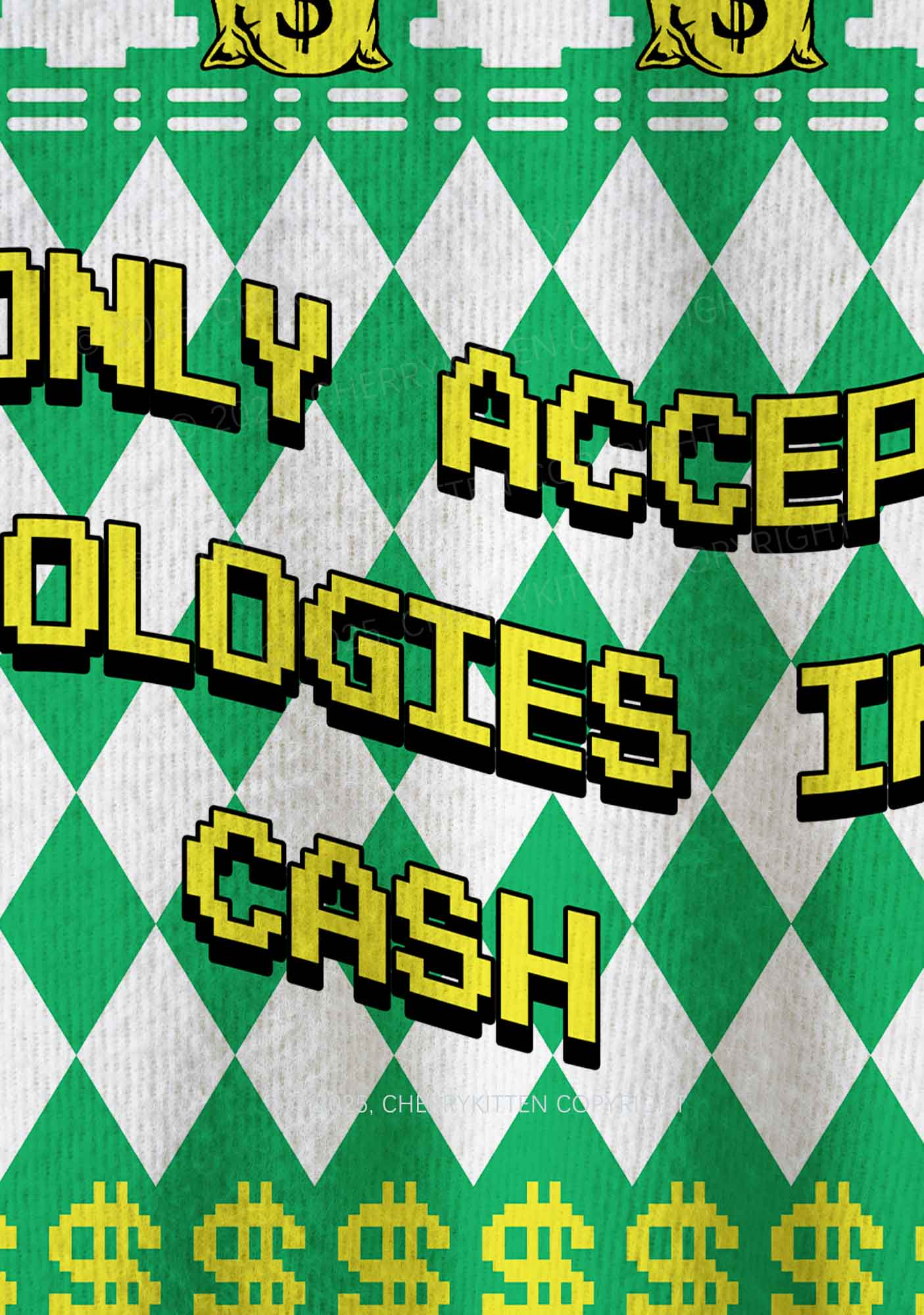 I Only Accept Apologies In Cash Y2K Christmas Knit Sweatshirt Cherrykitten - Image 3