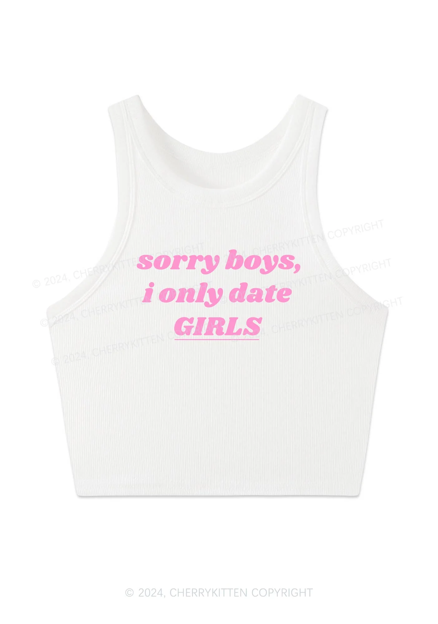 I Only Date Girls Y2K Crop Tank Top Cherrykitten - Image 2