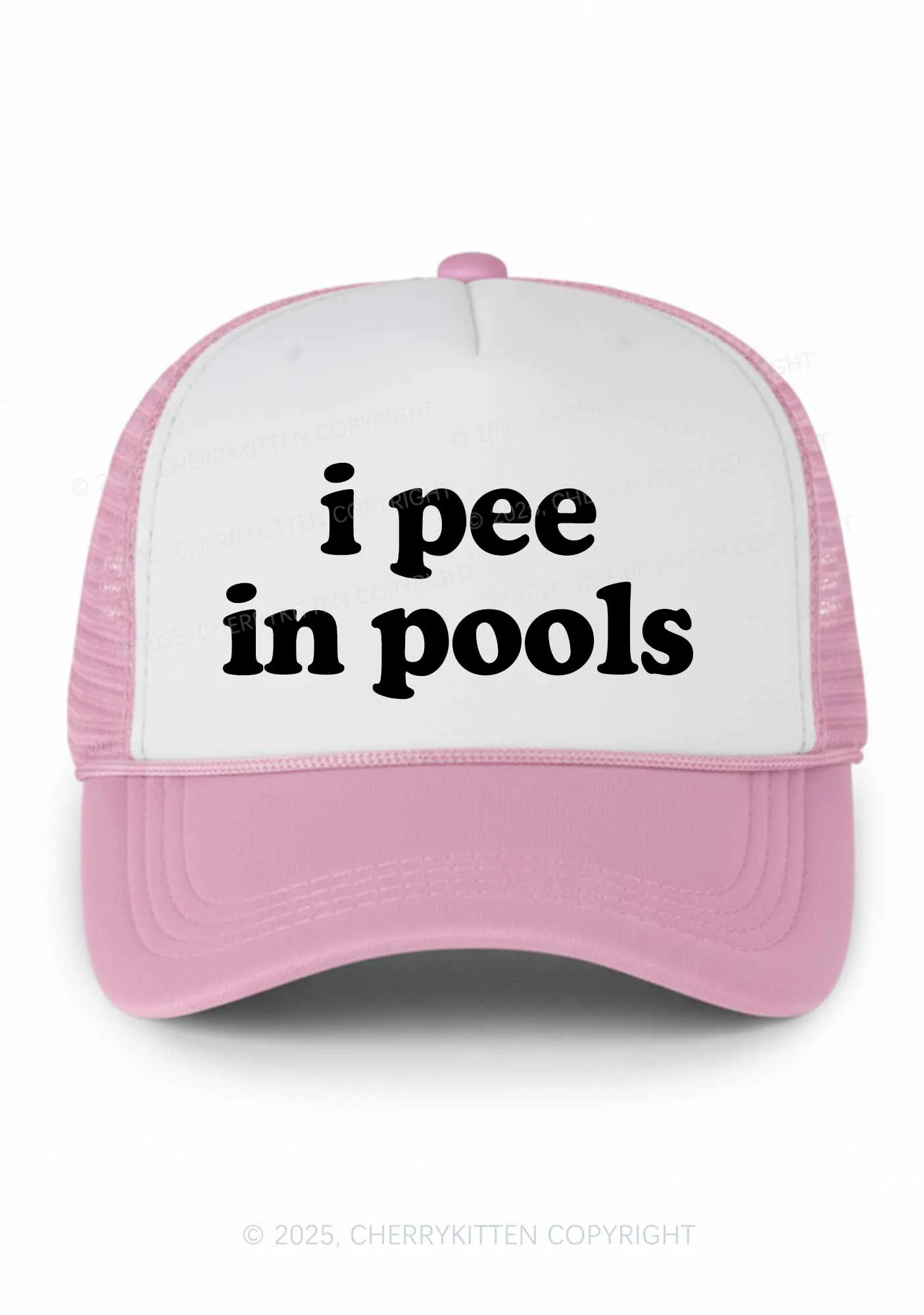 I Pee In Pools Y2K Colorblock Trucker Hat Cherrykitten - Image 2