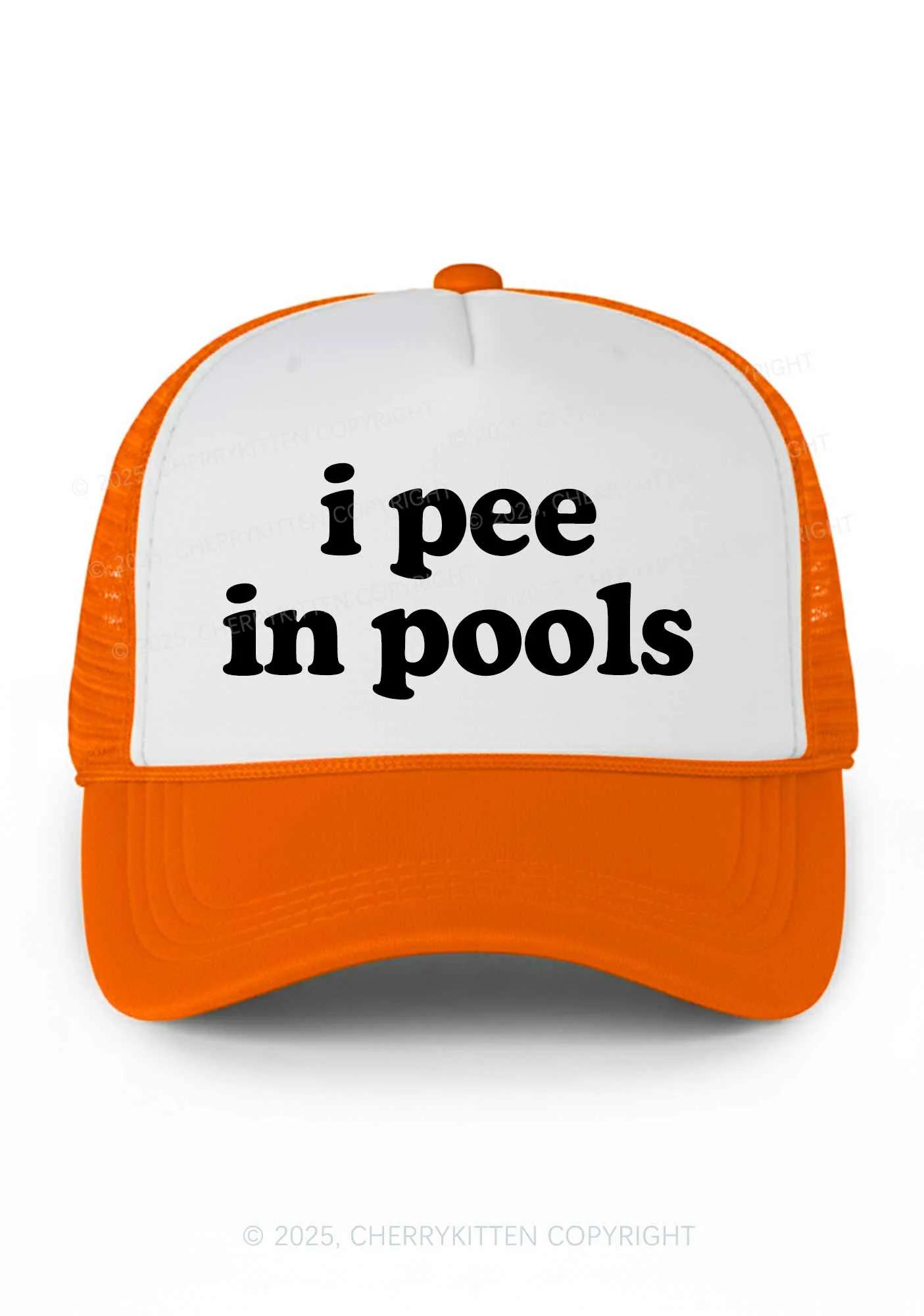 I Pee In Pools Y2K Colorblock Trucker Hat Cherrykitten - Image 3