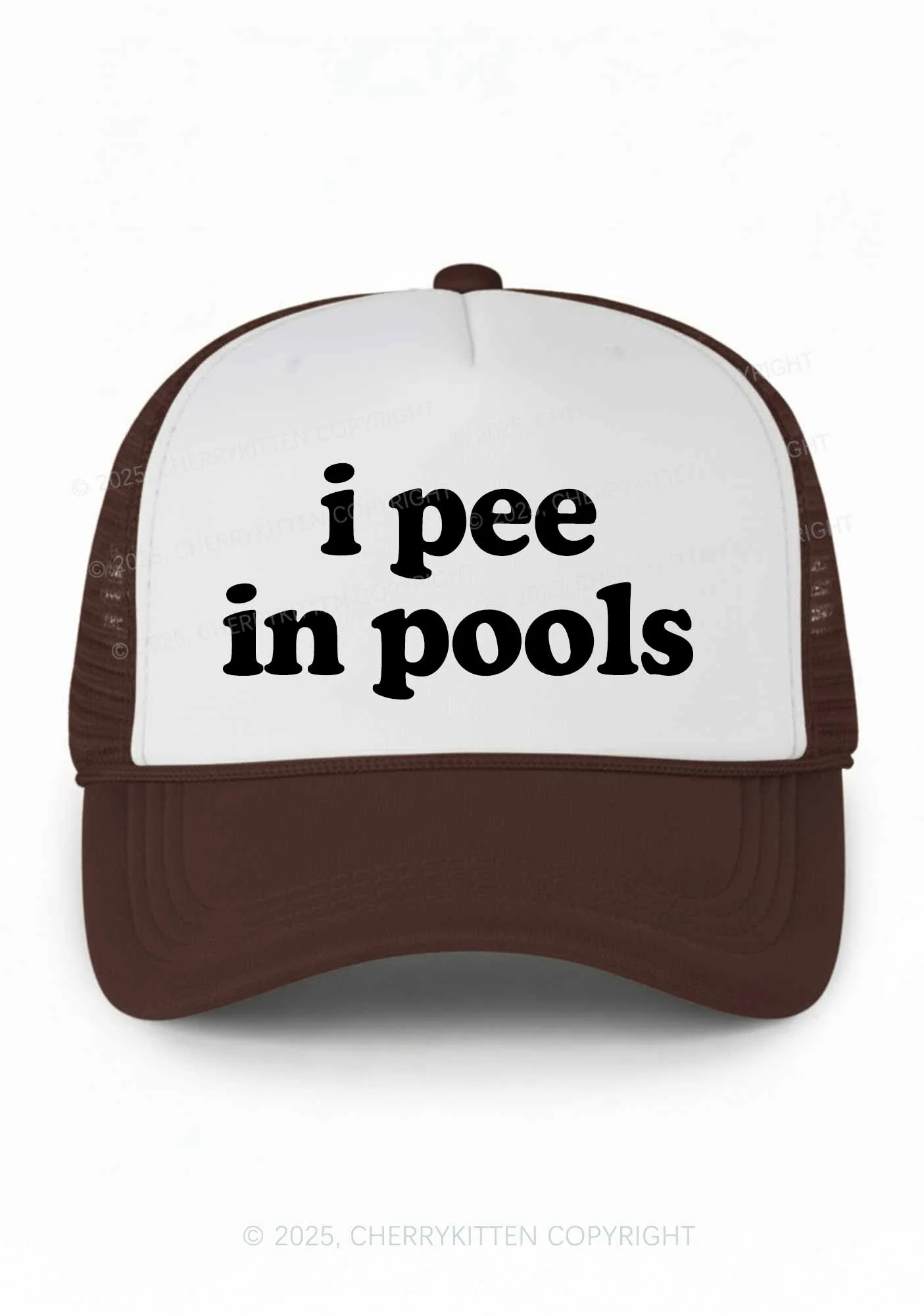 I Pee In Pools Y2K Colorblock Trucker Hat Cherrykitten - Image 5