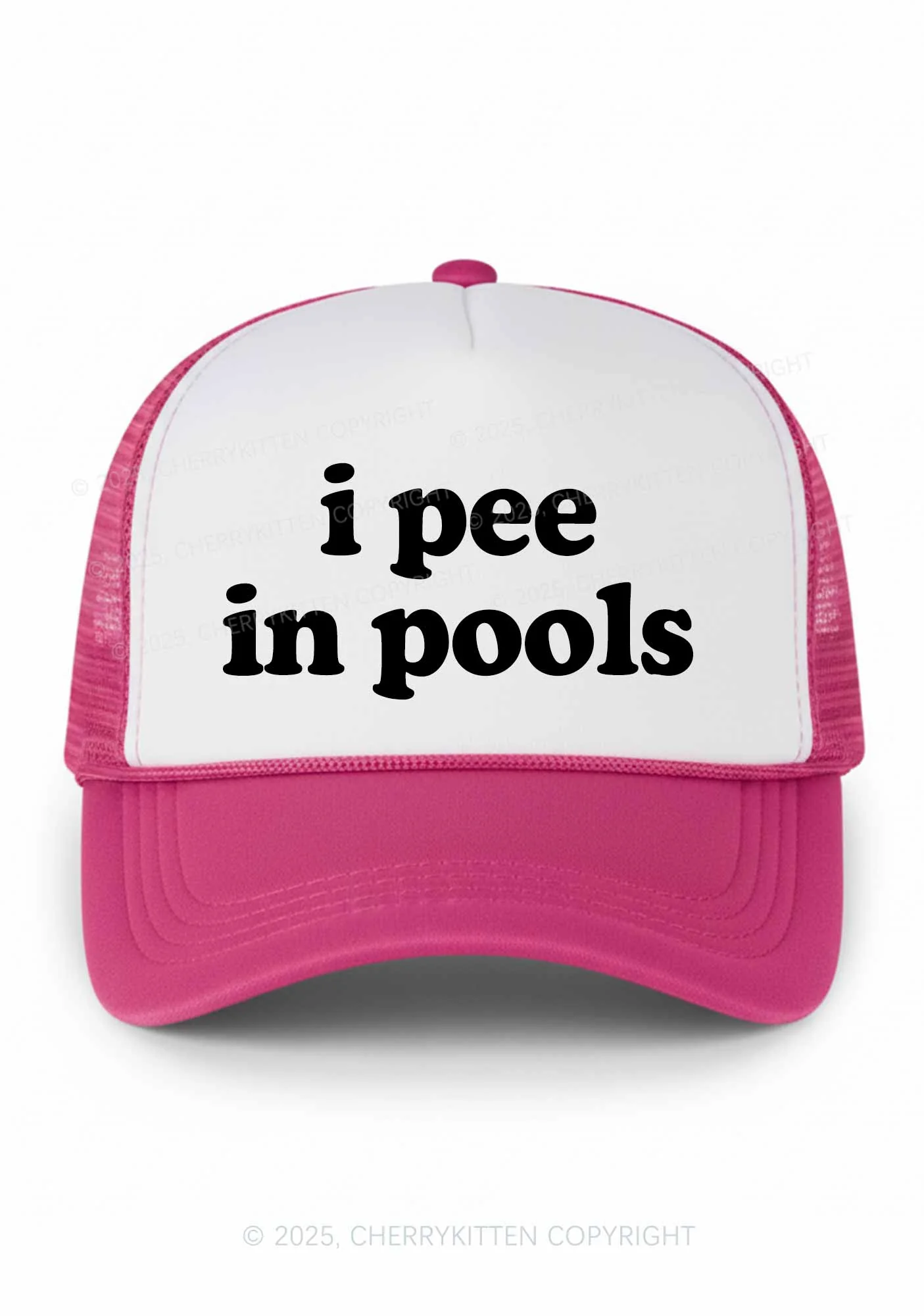 I Pee In Pools Y2K Colorblock Trucker Hat Cherrykitten - Image 6