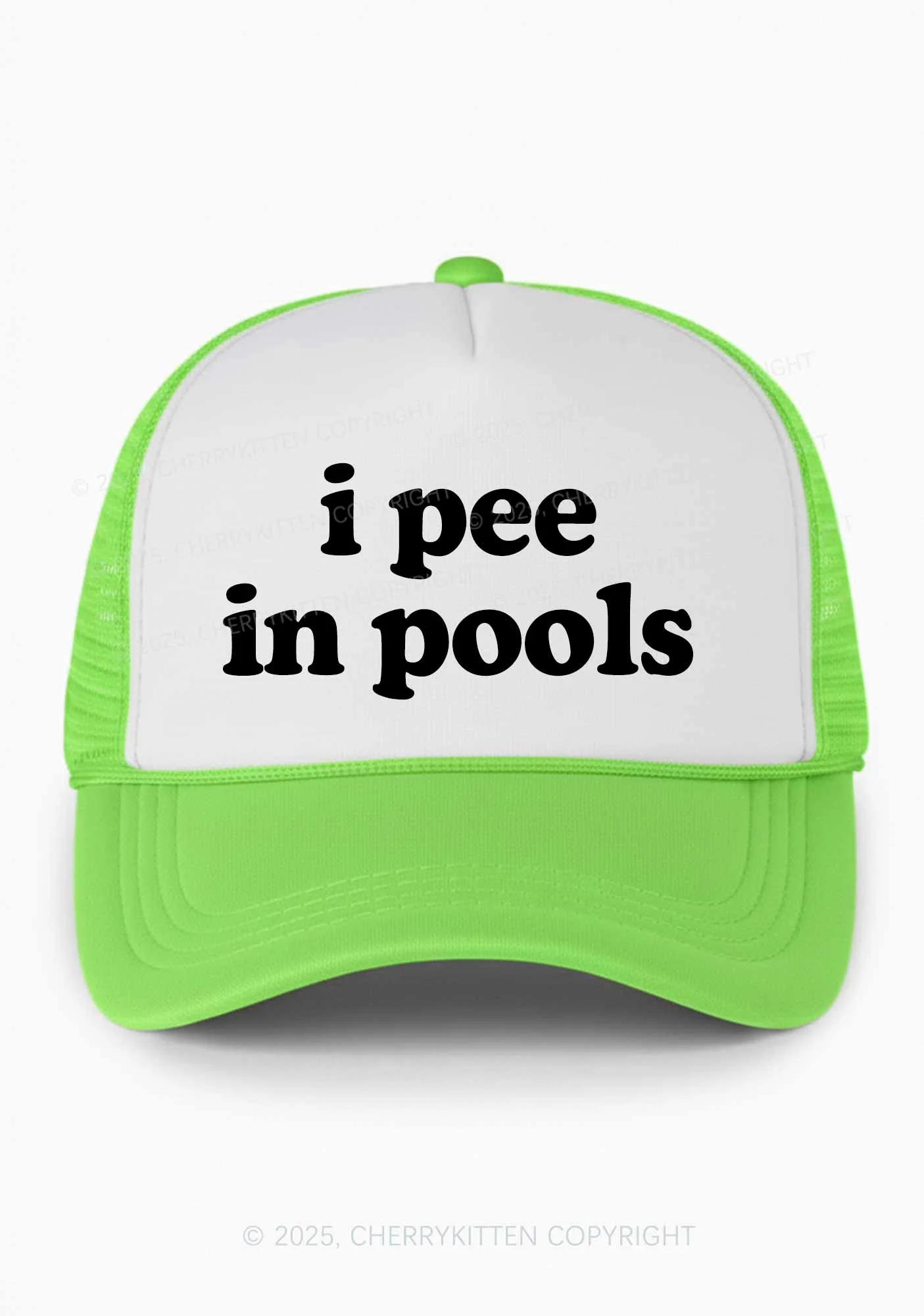 I Pee In Pools Y2K Colorblock Trucker Hat Cherrykitten - Image 7