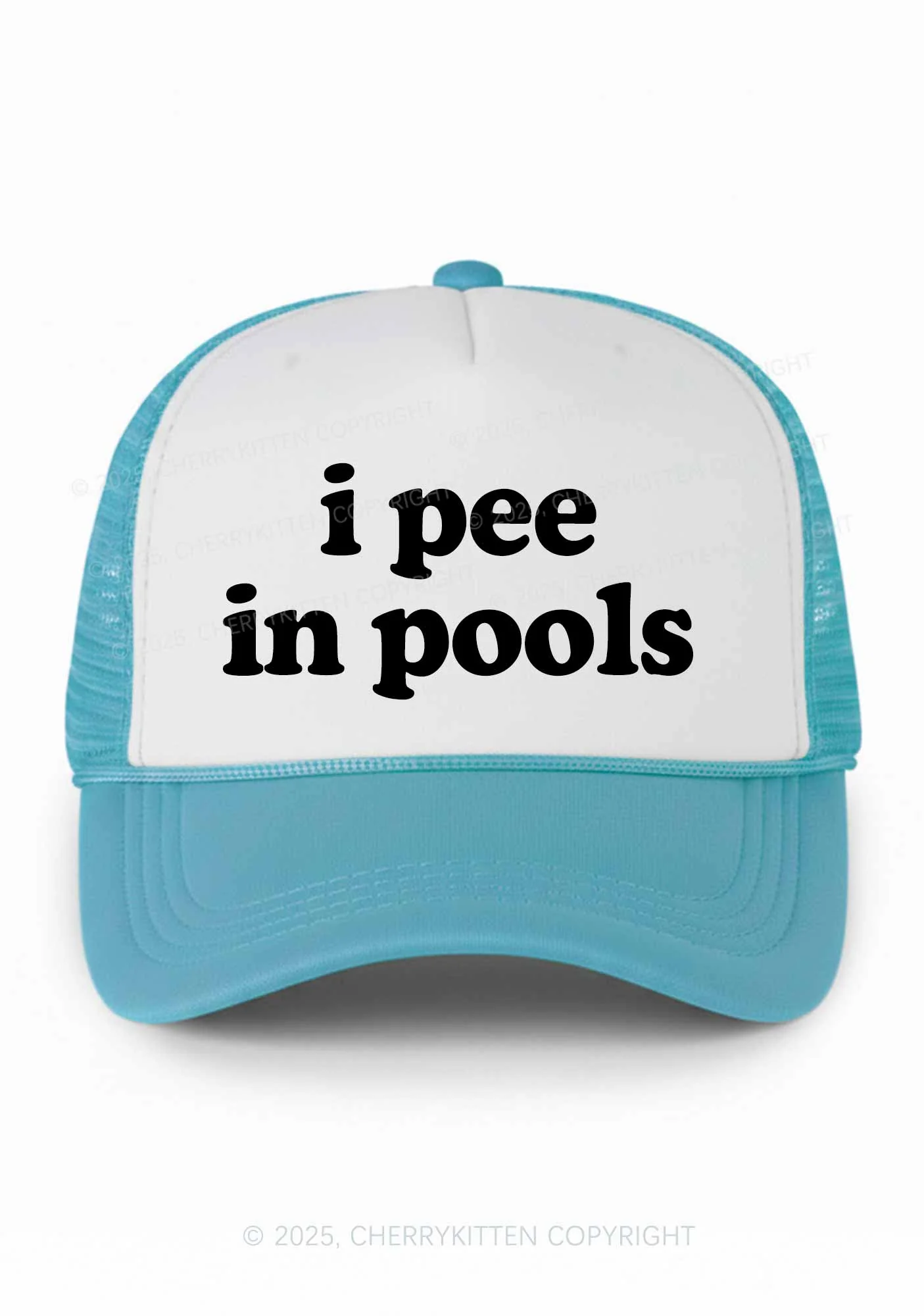 I Pee In Pools Y2K Colorblock Trucker Hat Cherrykitten - Image 8