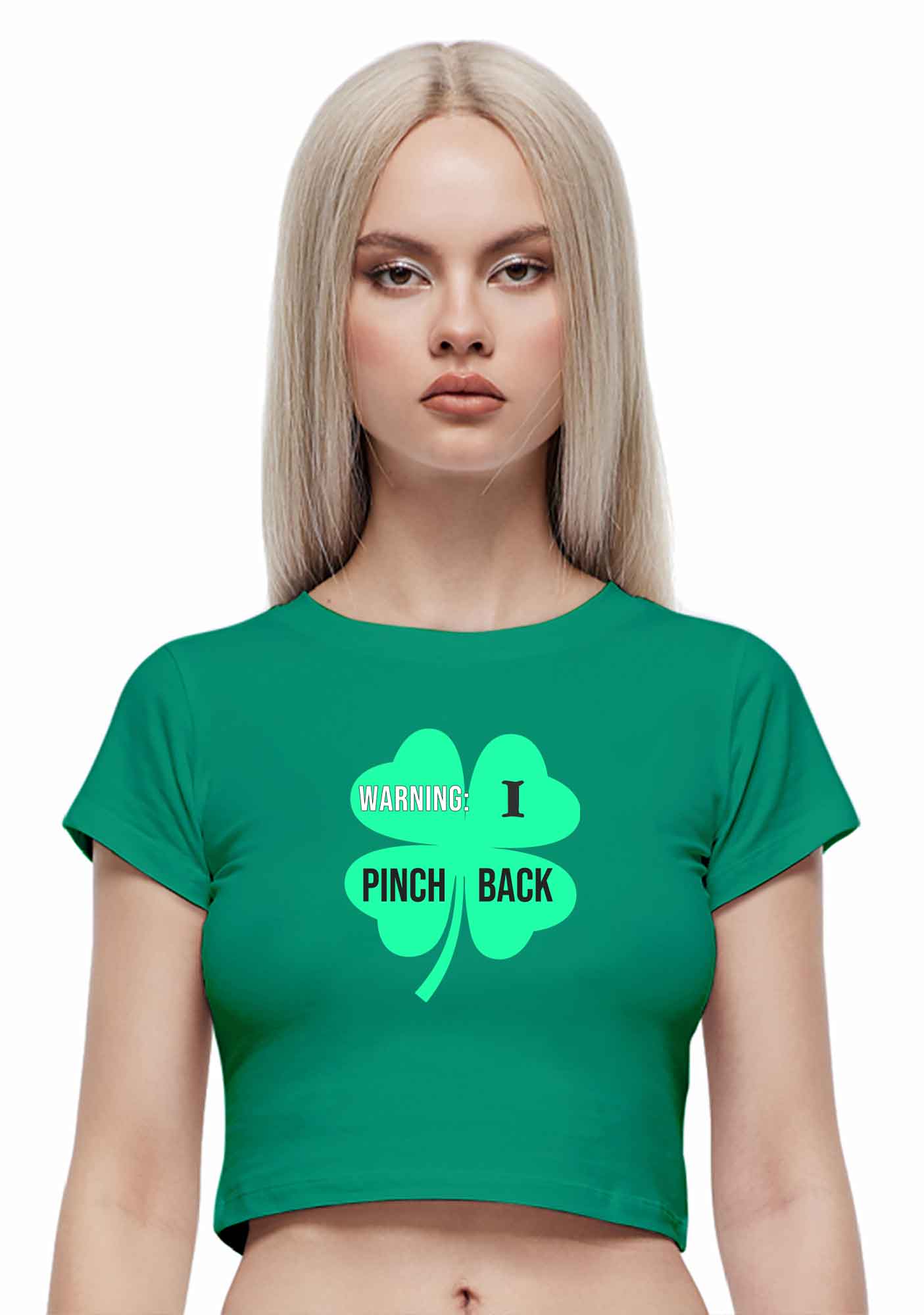 I Pinch Back St Patricks Y2K Baby Tee Cherrykitten - Image 2