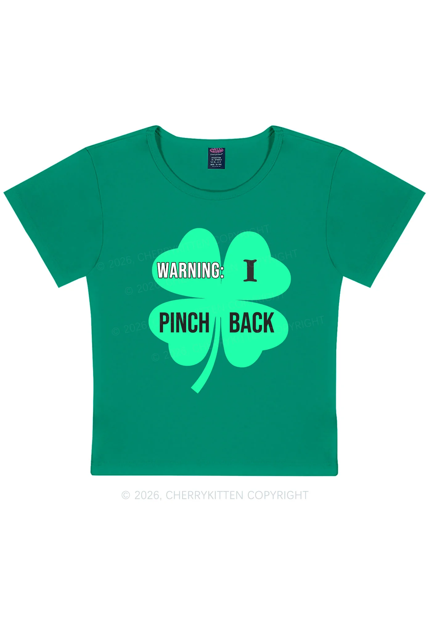 I Pinch Back St Patricks Y2K Baby Tee Cherrykitten - Image 3