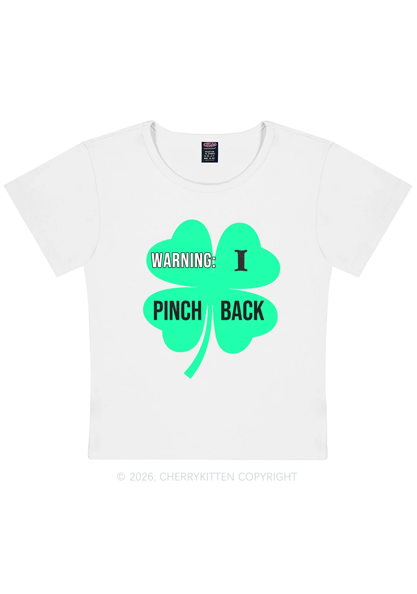 I Pinch Back St Patricks Y2K Baby Tee Cherrykitten - Image 4