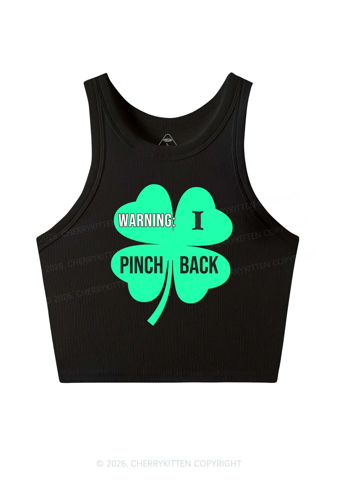 I Pinch Back St Patricks Y2K Crop Tank Top Cherrykitten - Image 3