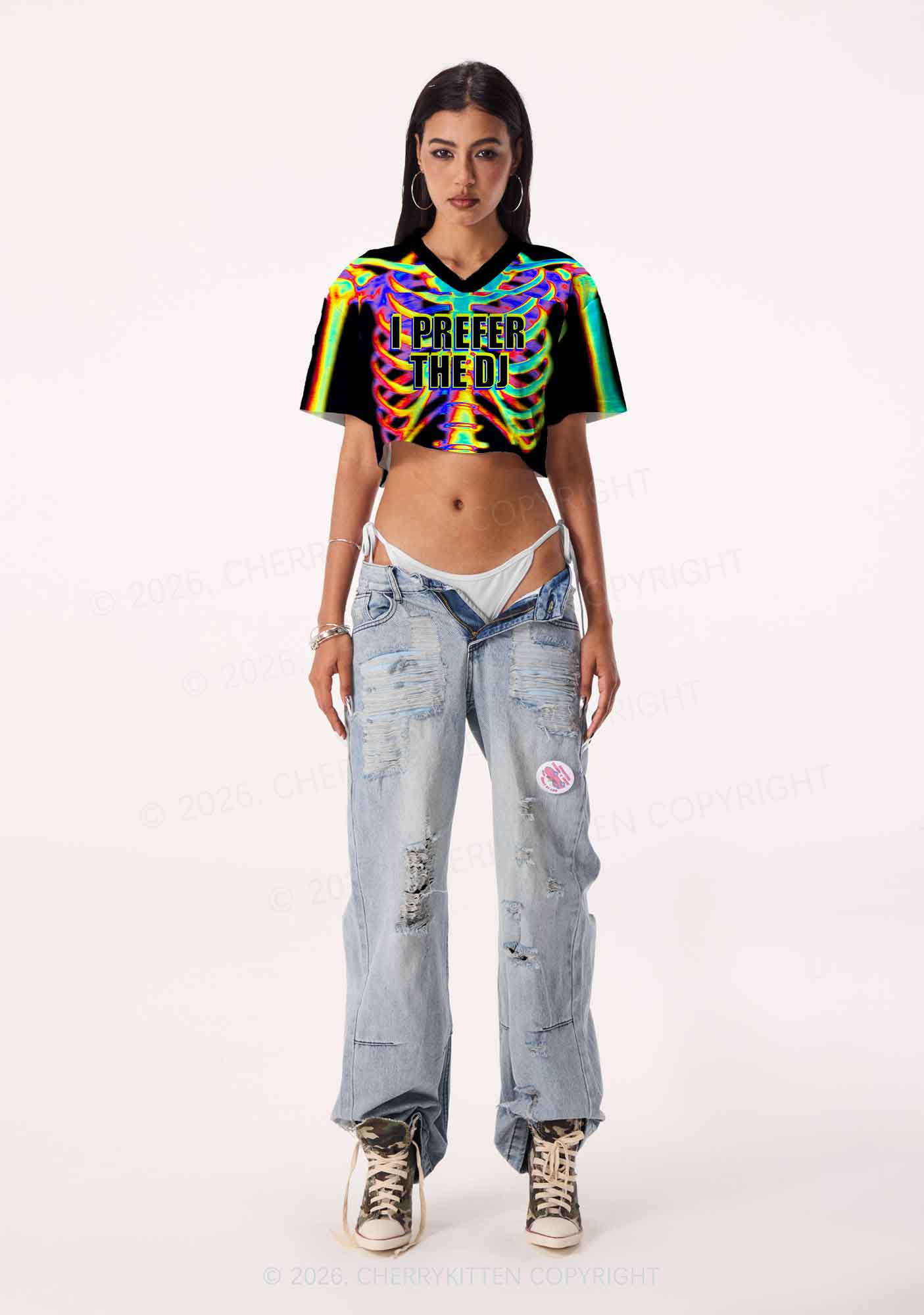 I Prefer The DJ Y2K Crop Sport Jersey Shirts Cherrykitten - Image 2