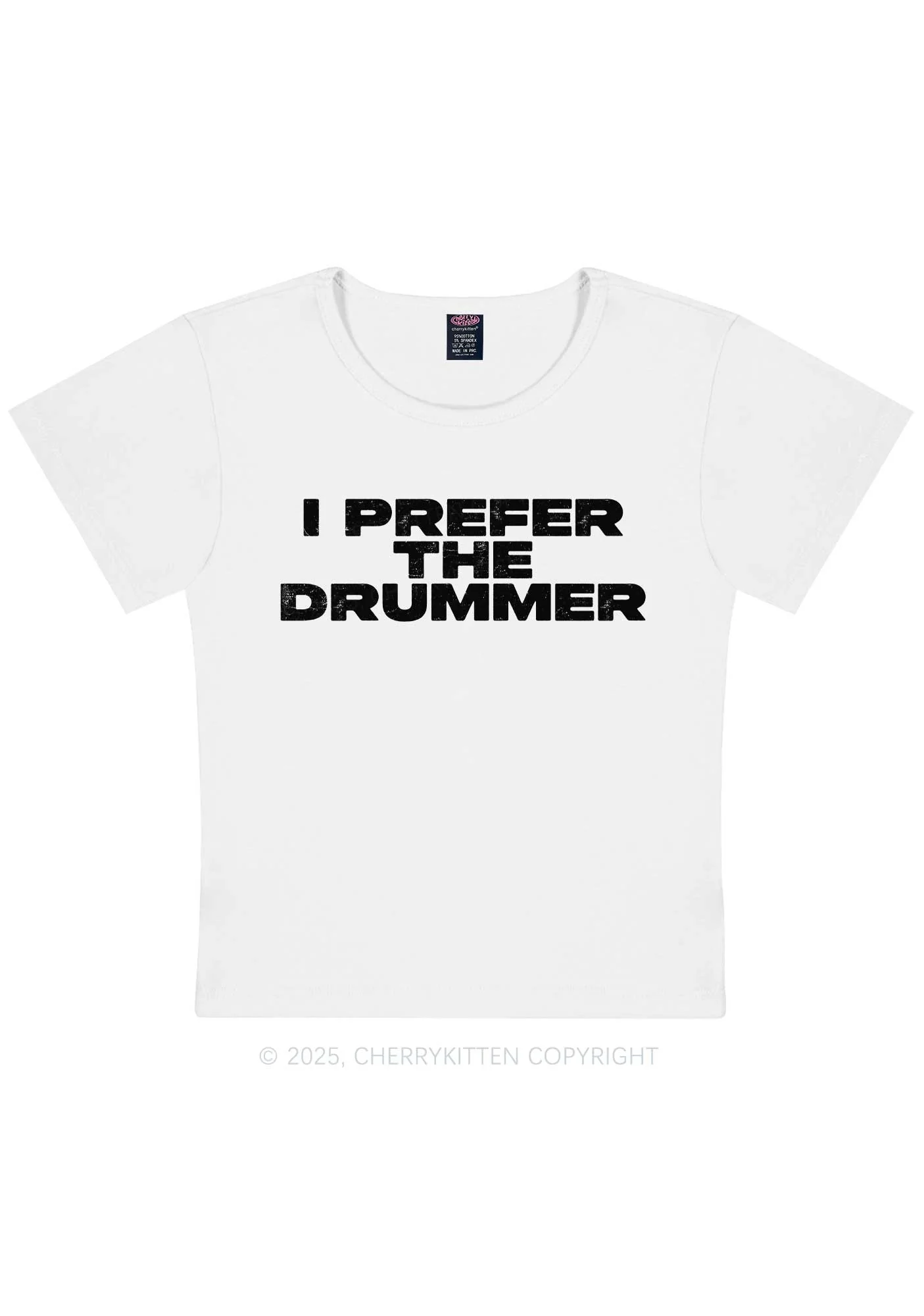I Prefer The Drummer Y2K Baby Tee Cherrykitten - Image 4