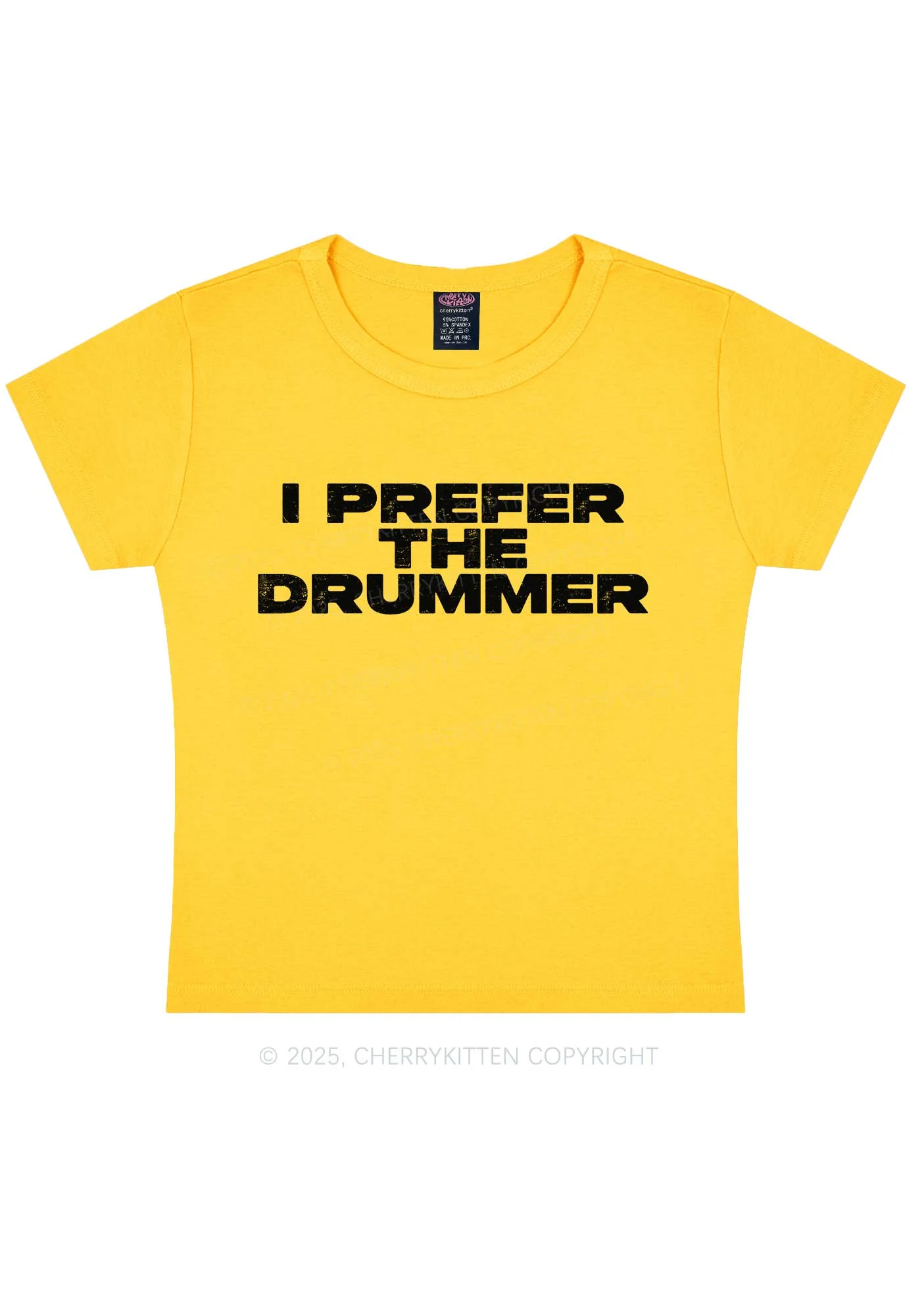 I Prefer The Drummer Y2K Baby Tee Cherrykitten - Image 5