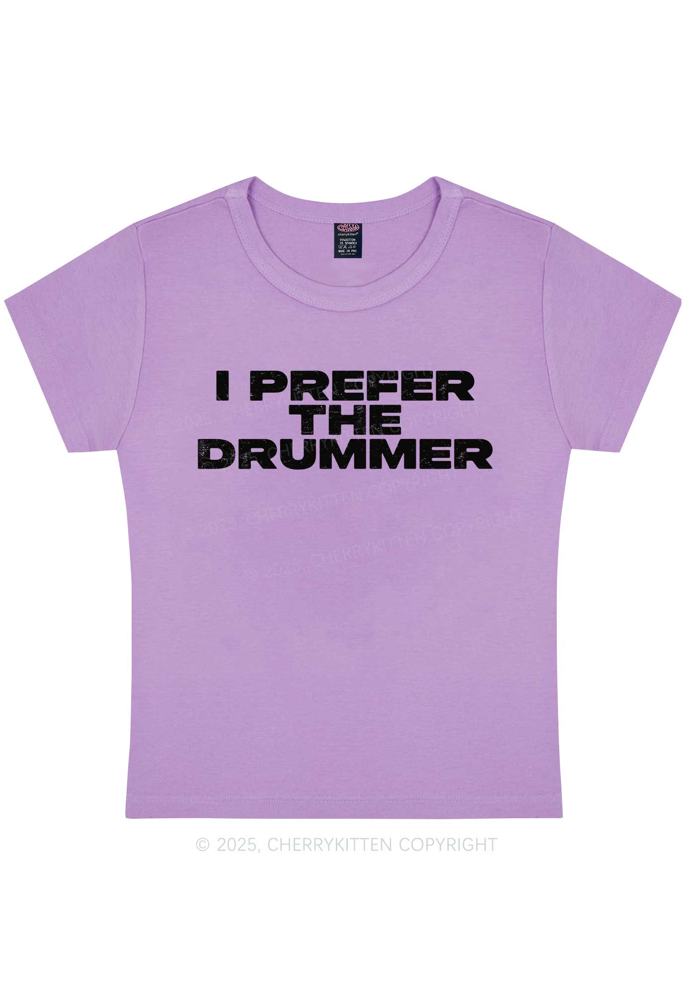I Prefer The Drummer Y2K Baby Tee Cherrykitten - Image 7
