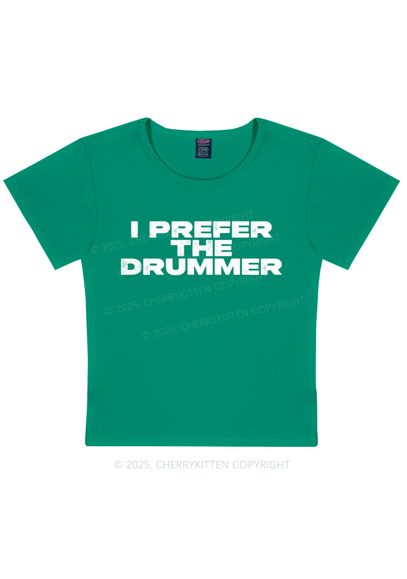 I Prefer The Drummer Y2K Baby Tee Cherrykitten - Image 9