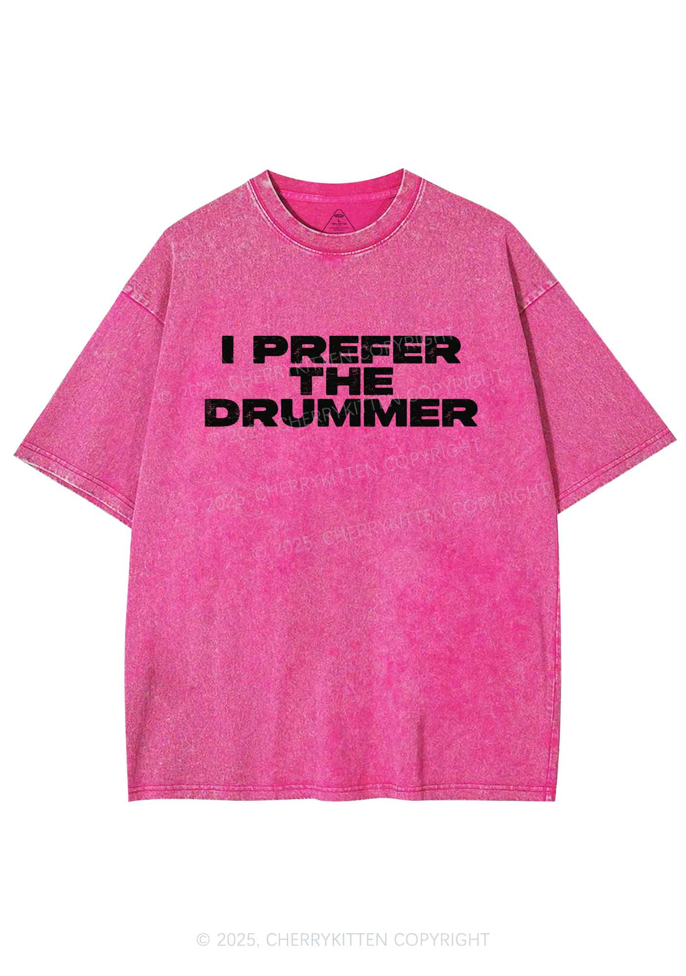 I Prefer The Drummer Y2K Shirts Washed Tee Cherrykitten - Image 3