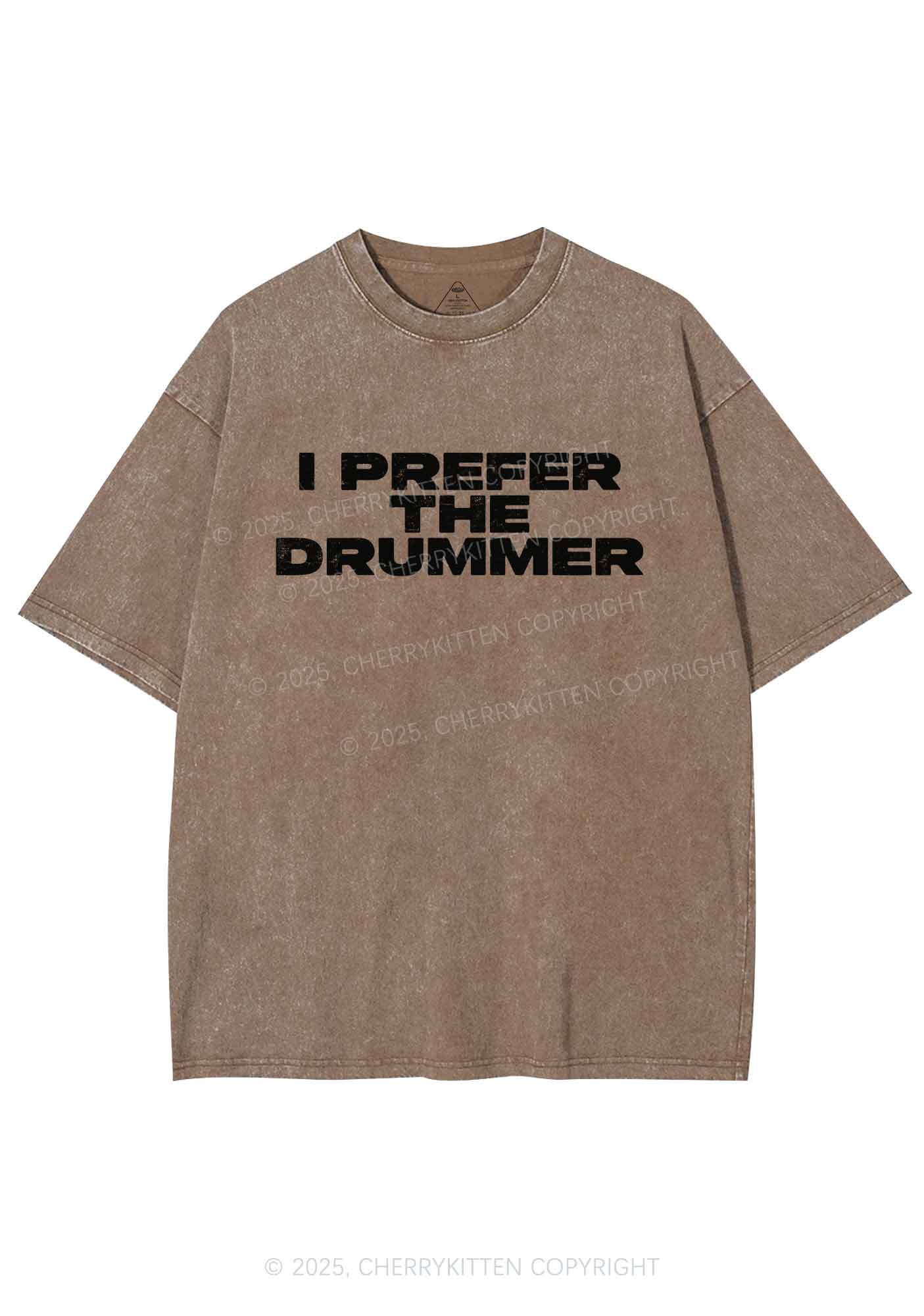 I Prefer The Drummer Y2K Shirts Washed Tee Cherrykitten - Image 7