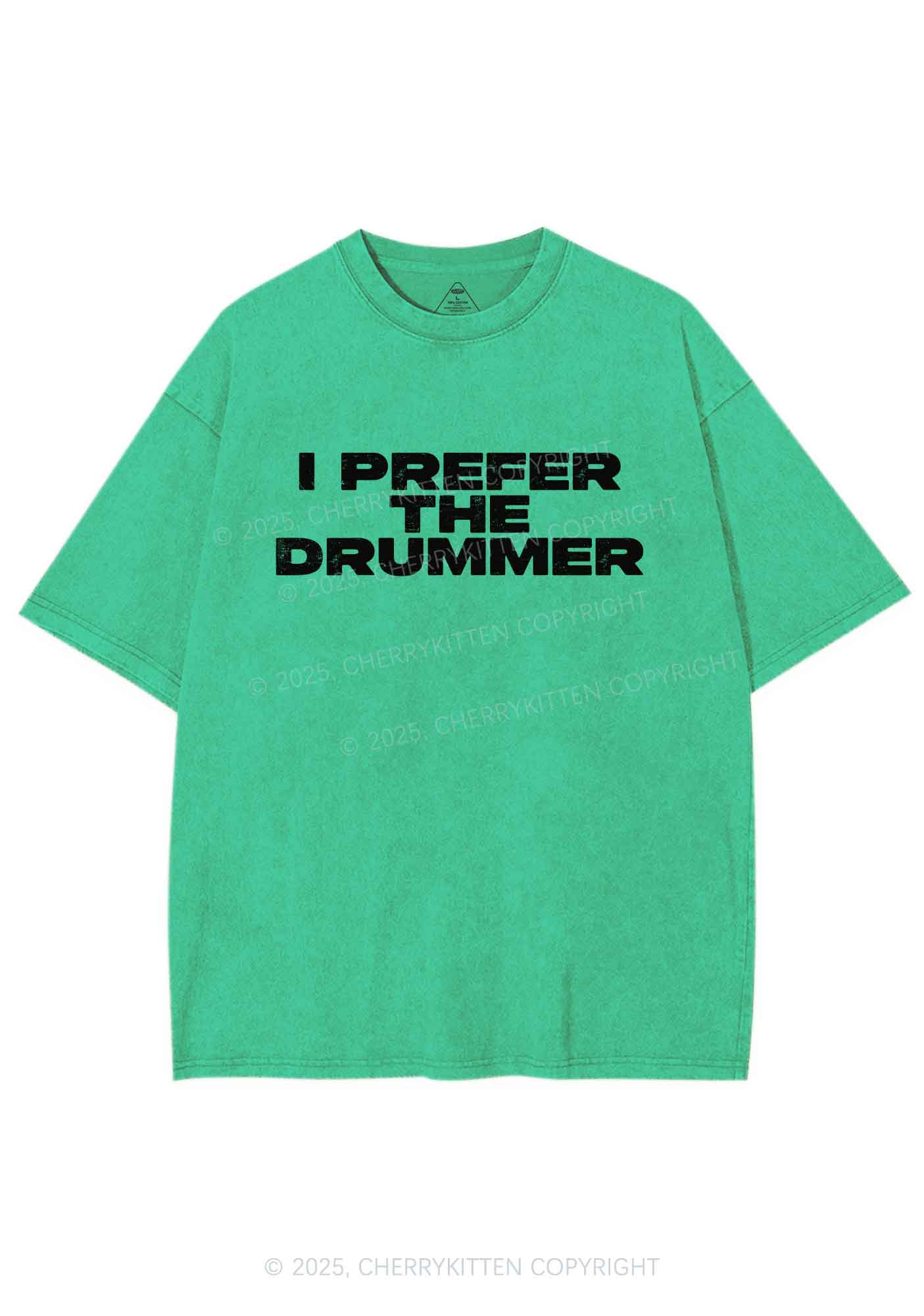 I Prefer The Drummer Y2K Shirts Washed Tee Cherrykitten - Image 8