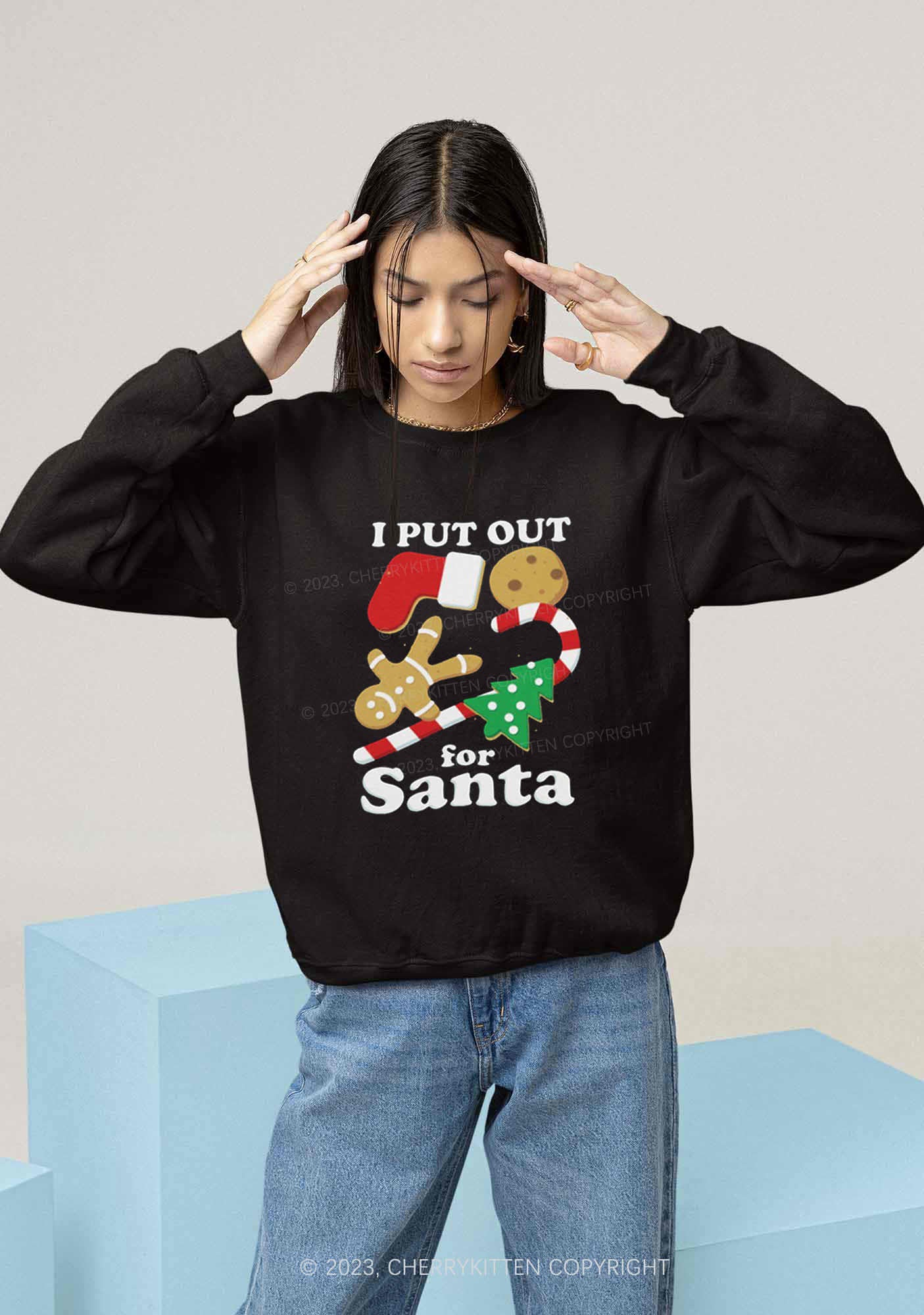I Put Out For Santa Christmas Y2K Sweatshirt Cherrykitten - Image 2