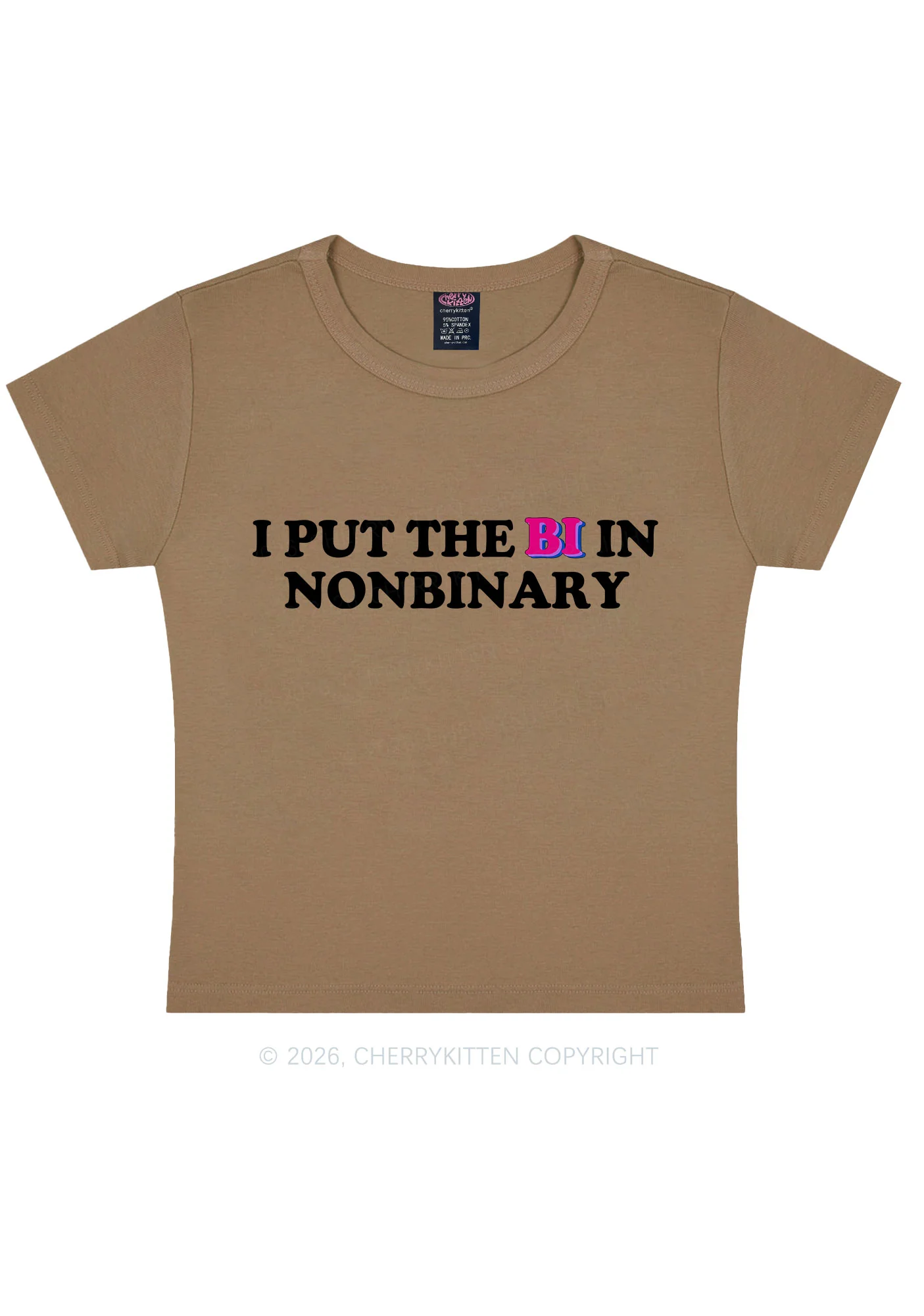 I Put The Bi In Nonbinary Pride Y2K Baby Tee Cherrykitten - Image 10