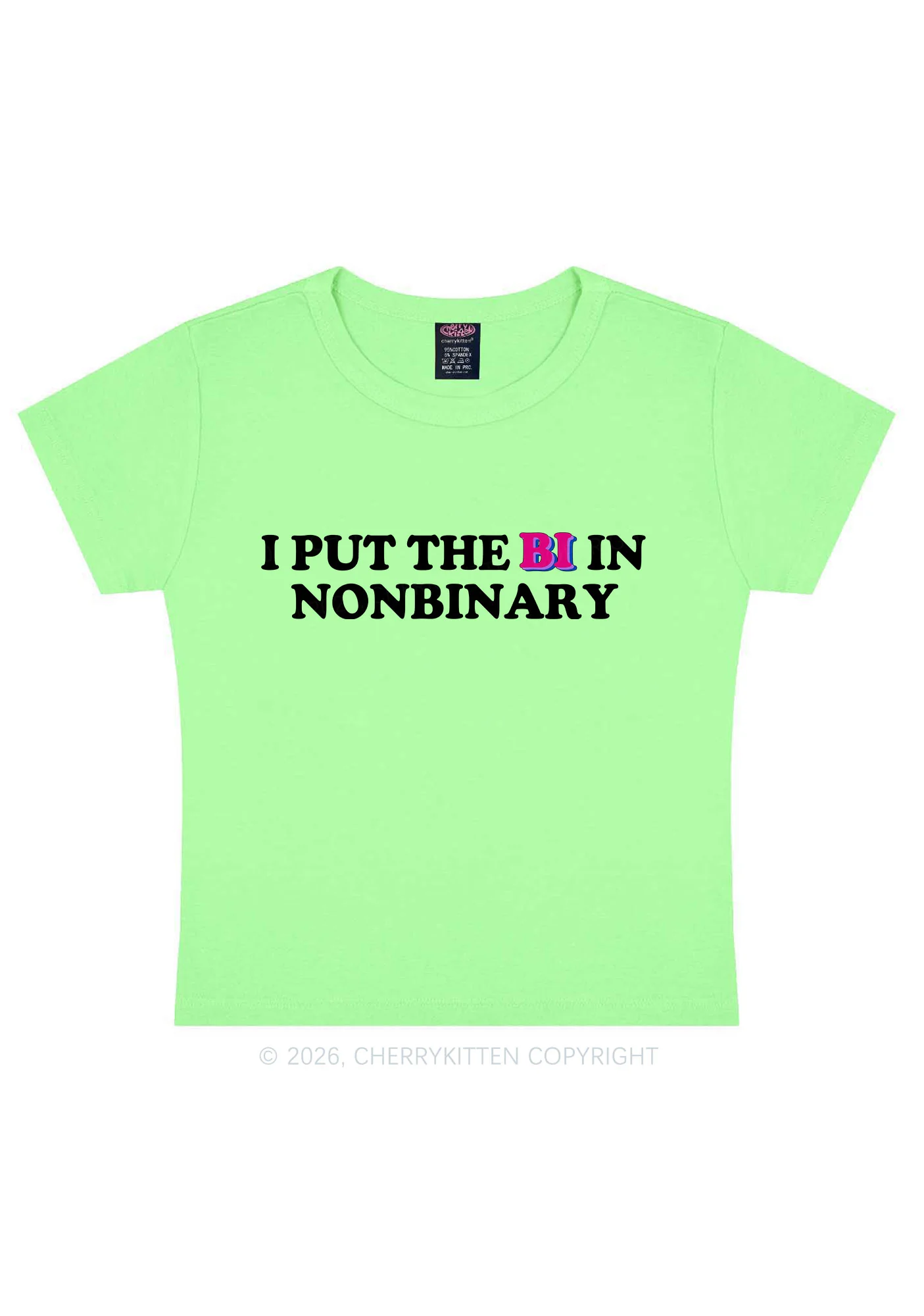 I Put The Bi In Nonbinary Pride Y2K Baby Tee Cherrykitten - Image 12