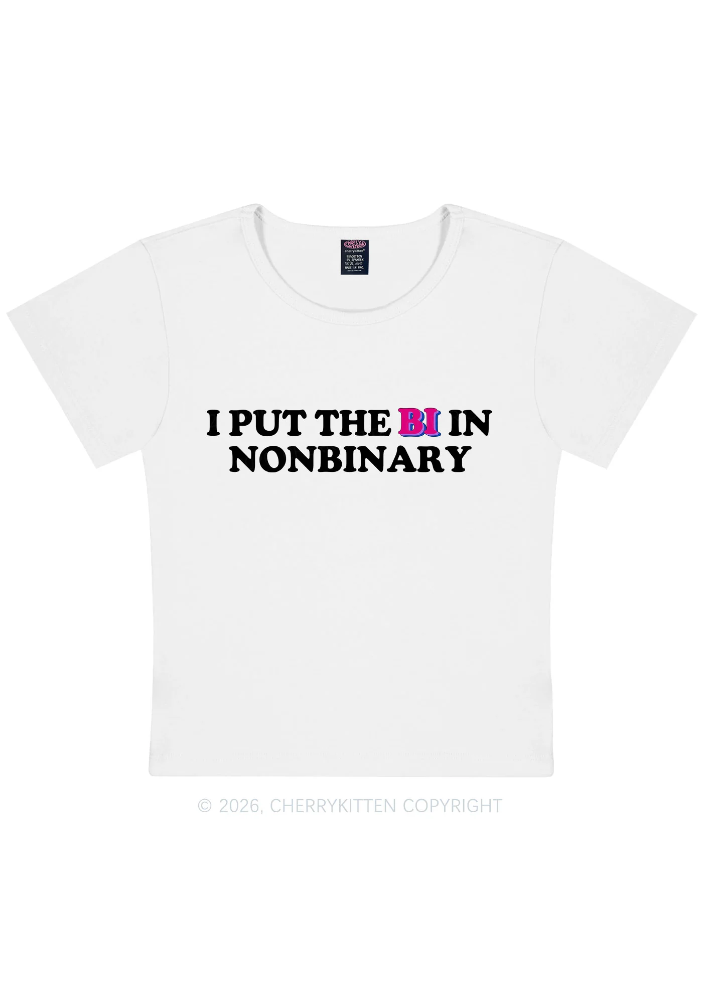 I Put The Bi In Nonbinary Pride Y2K Baby Tee Cherrykitten - Image 4