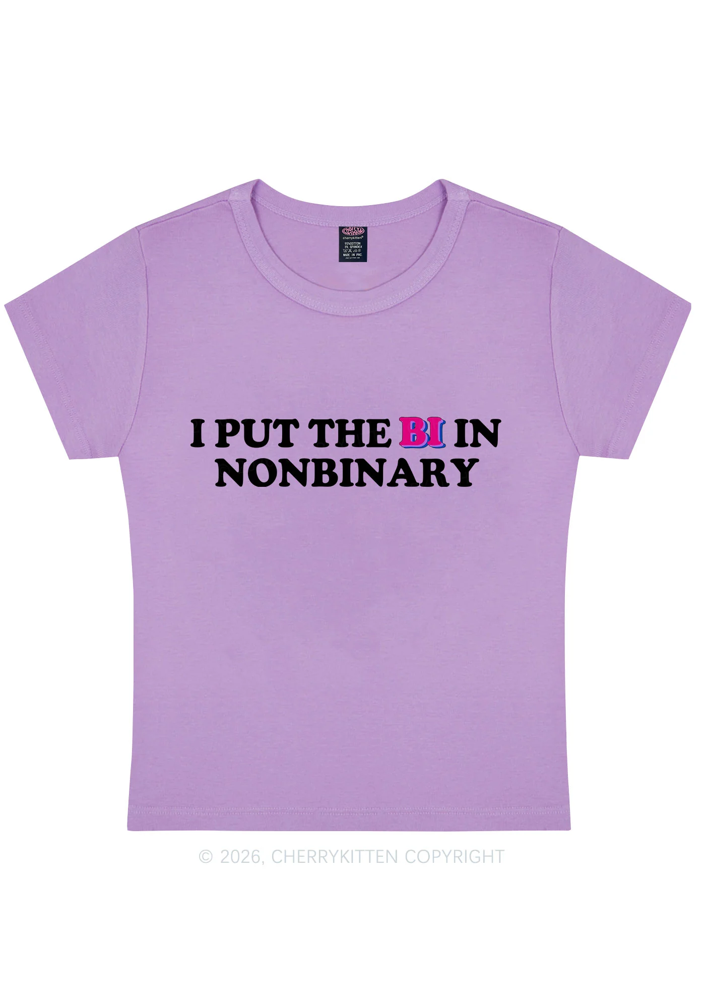 I Put The Bi In Nonbinary Pride Y2K Baby Tee Cherrykitten - Image 5