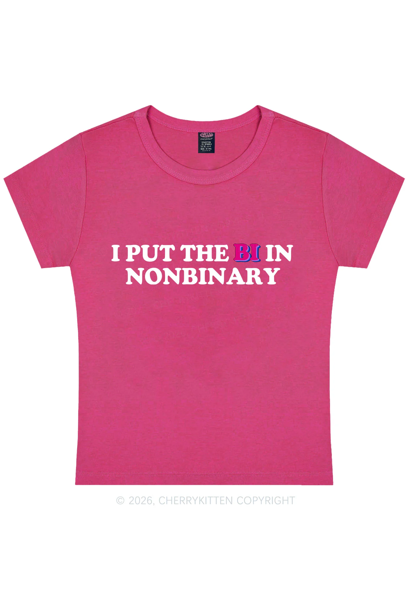 I Put The Bi In Nonbinary Pride Y2K Baby Tee Cherrykitten - Image 6