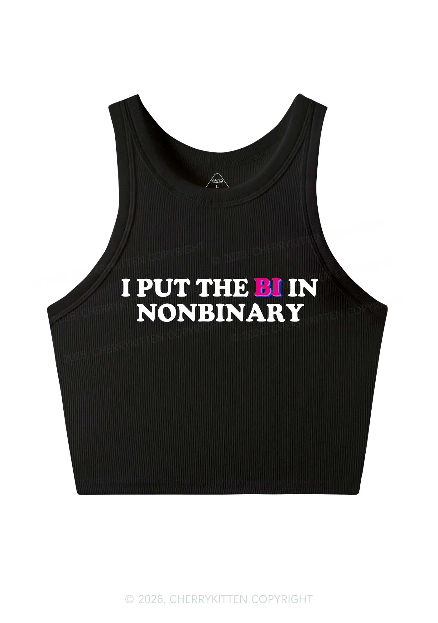 I Put The Bi In Nonbinary Pride Y2K Crop Tank Top Cherrykitten - Image 3