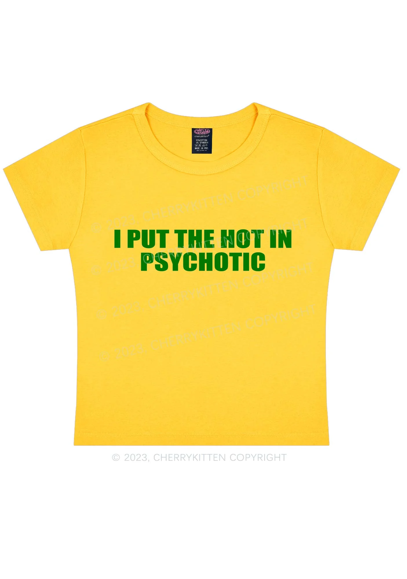 I Put The Hot In Psychotic Y2K Baby Tee - Image 7
