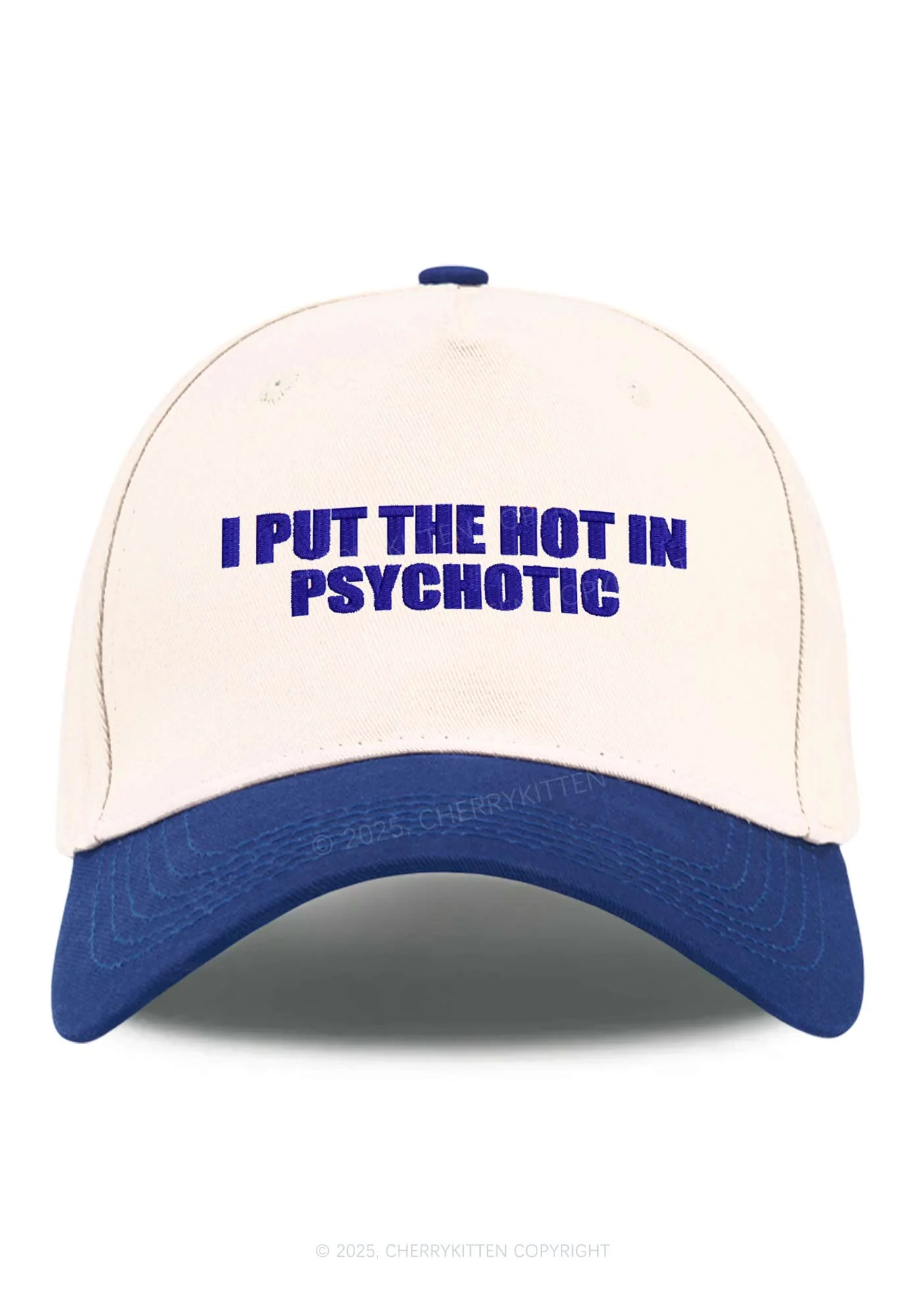 I Put The Hot In Psychotic Y2K Color Block Baseball Cap Cherrykitten - Image 4