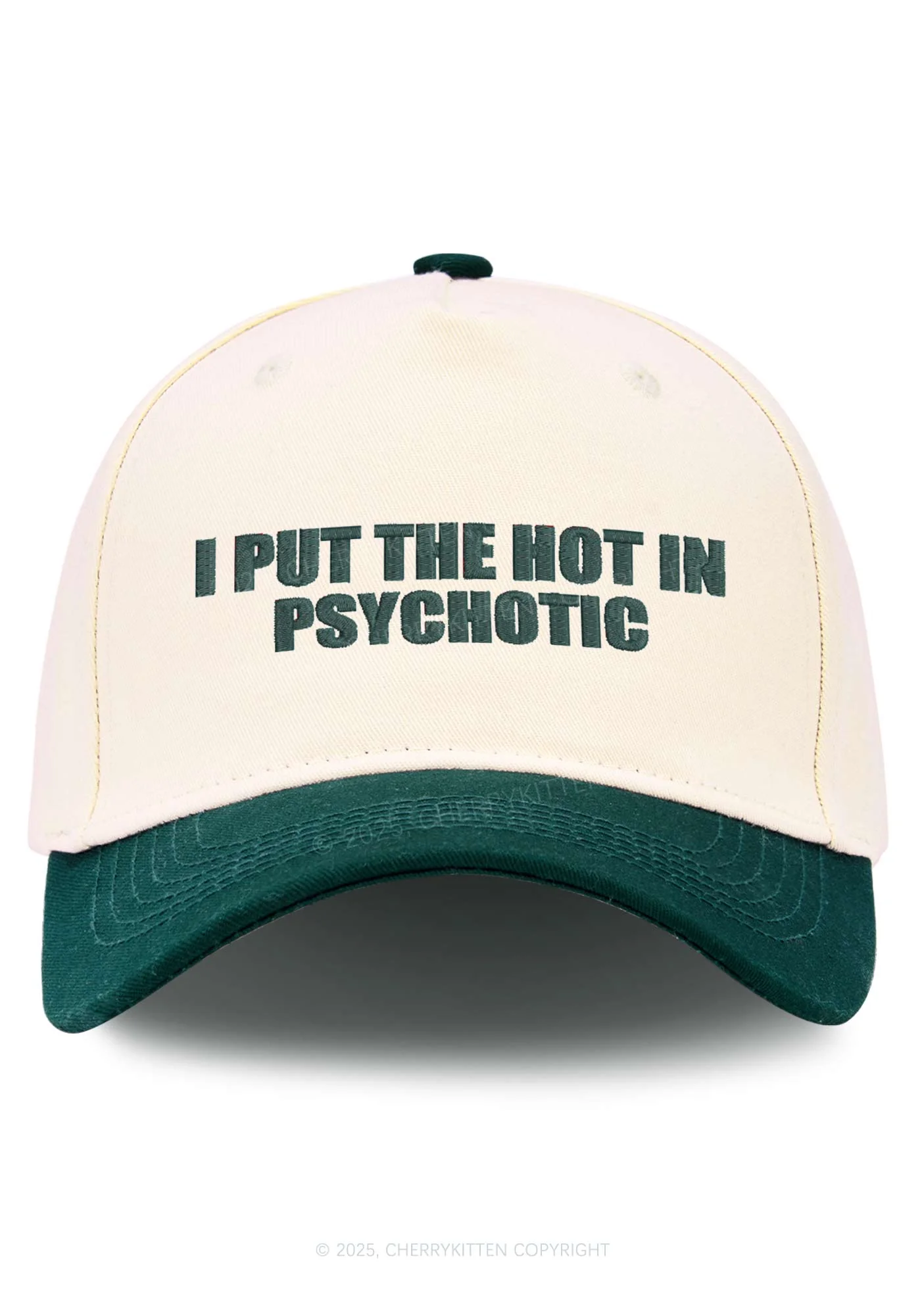 I Put The Hot In Psychotic Y2K Color Block Baseball Cap Cherrykitten - Image 5
