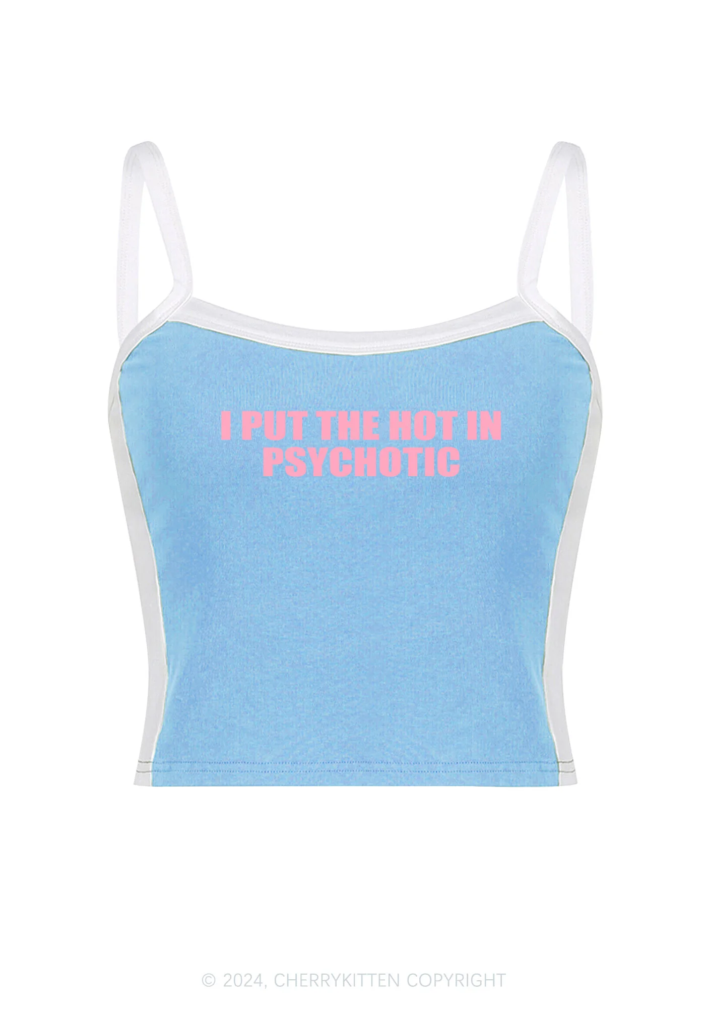 I Put The Hot In Psychotic Y2K Color Block Crop Cami Top Cherrykitten - Image 4