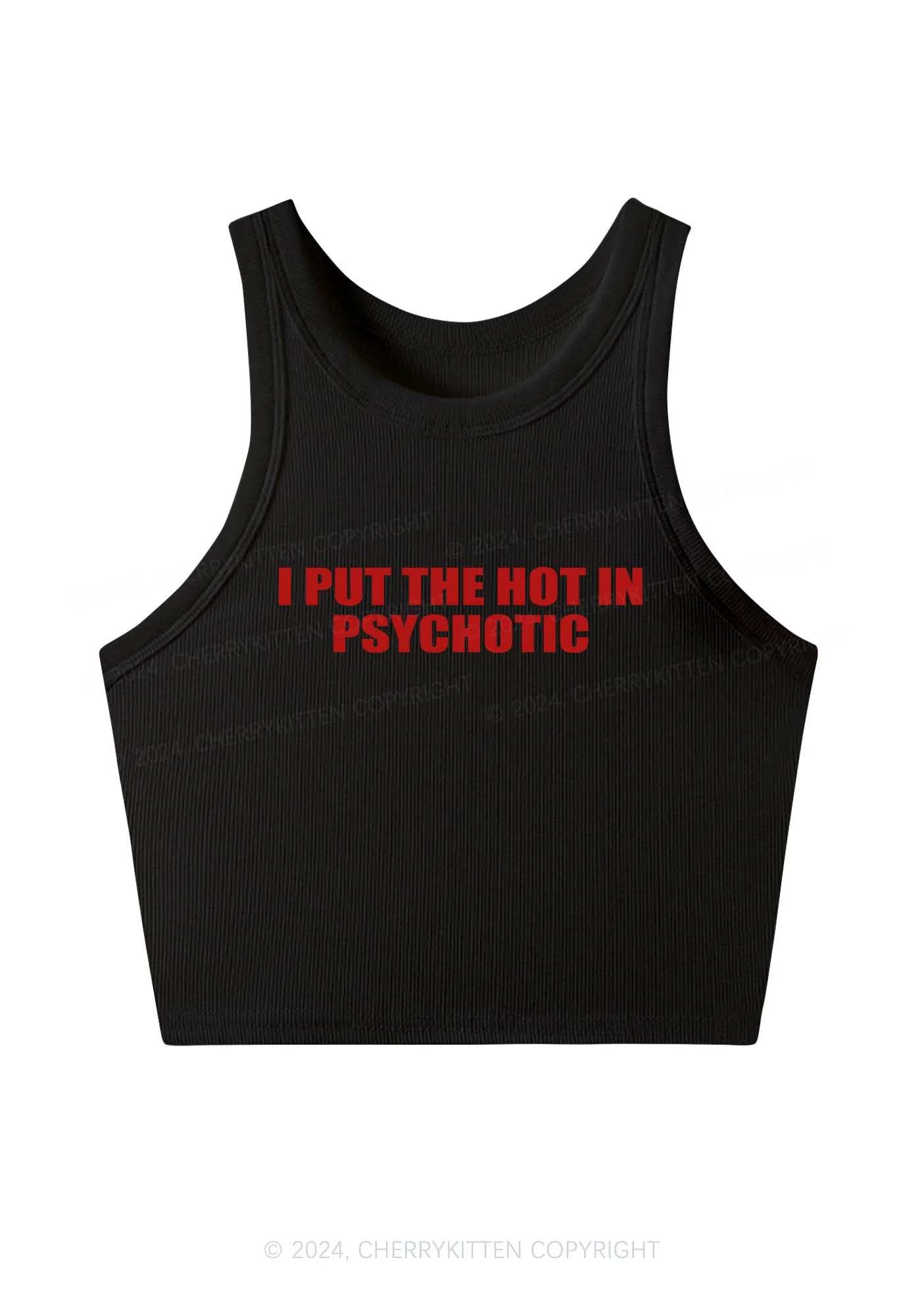 I Put The Hot In Psychotic Y2K Crop Tank Top Cherrykitten - Image 2