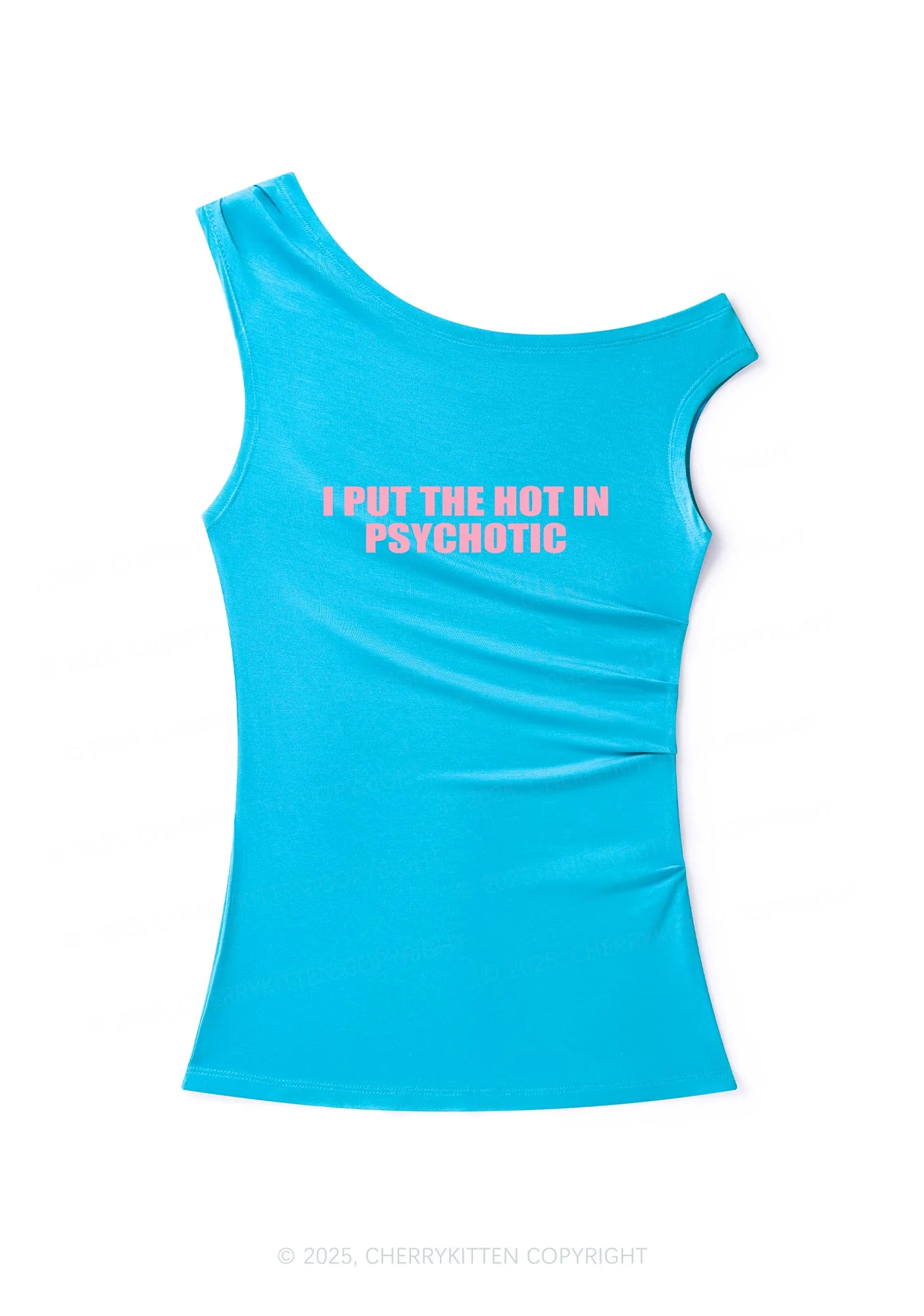 I Put The Hot In Psychotic Y2K Off Shoulder Tank Top Cherrykitten - Image 2