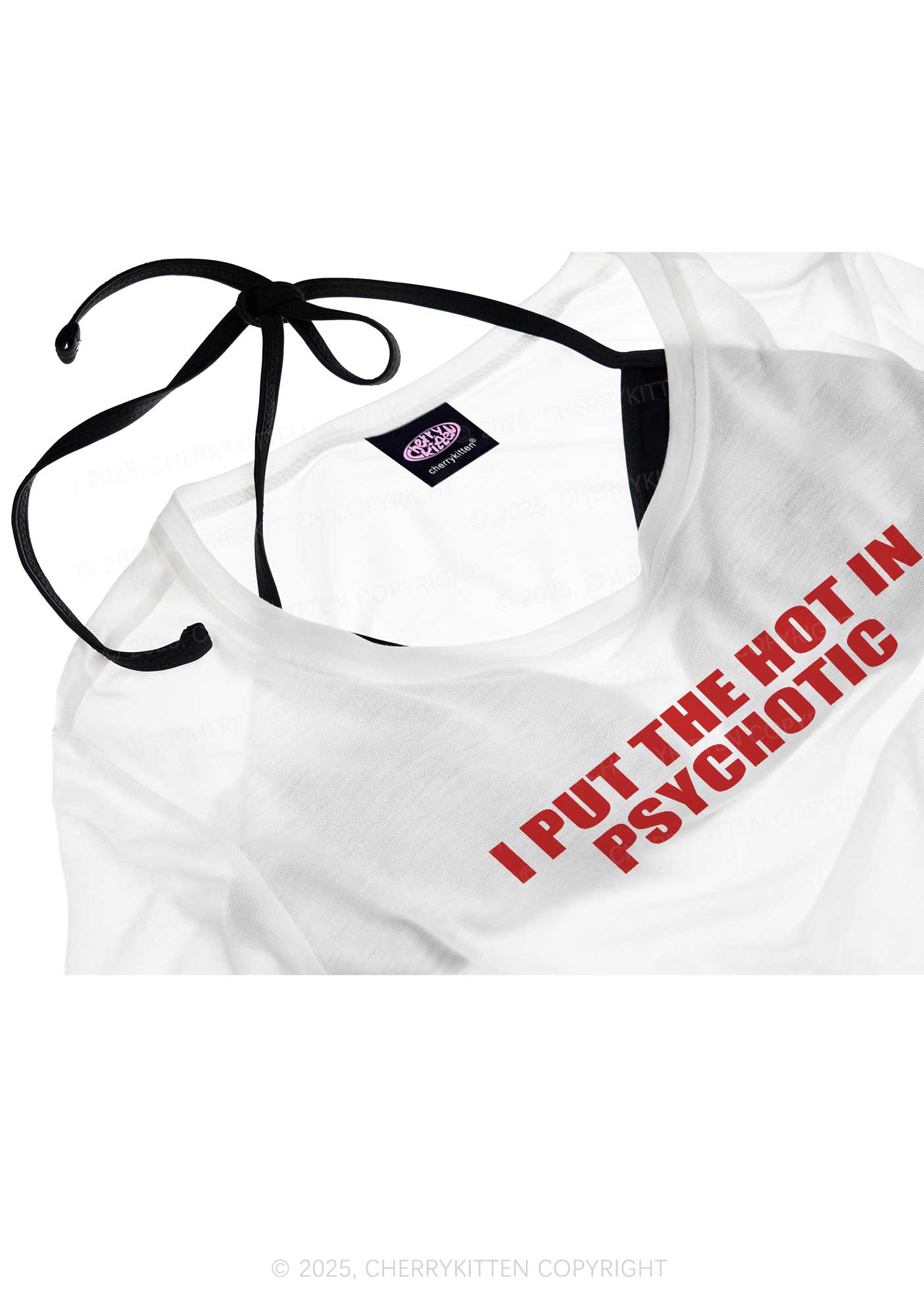 I Put The Hot In Psychotic Y2K Sheer Crop Tee Cherrykitten - Image 4