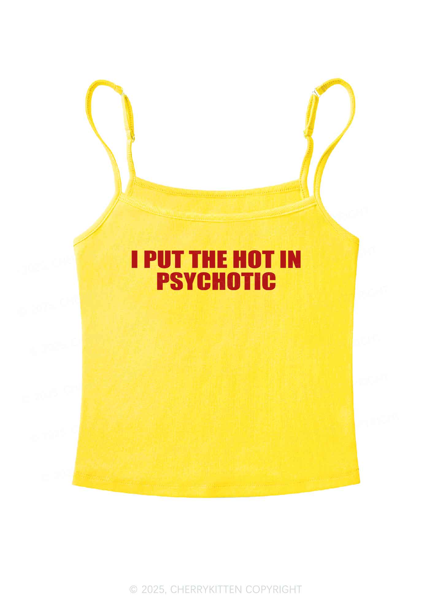 I Put The Hot In Psychotic Y2K Spaghetti Strap Cami Cherrykitten - Image 5
