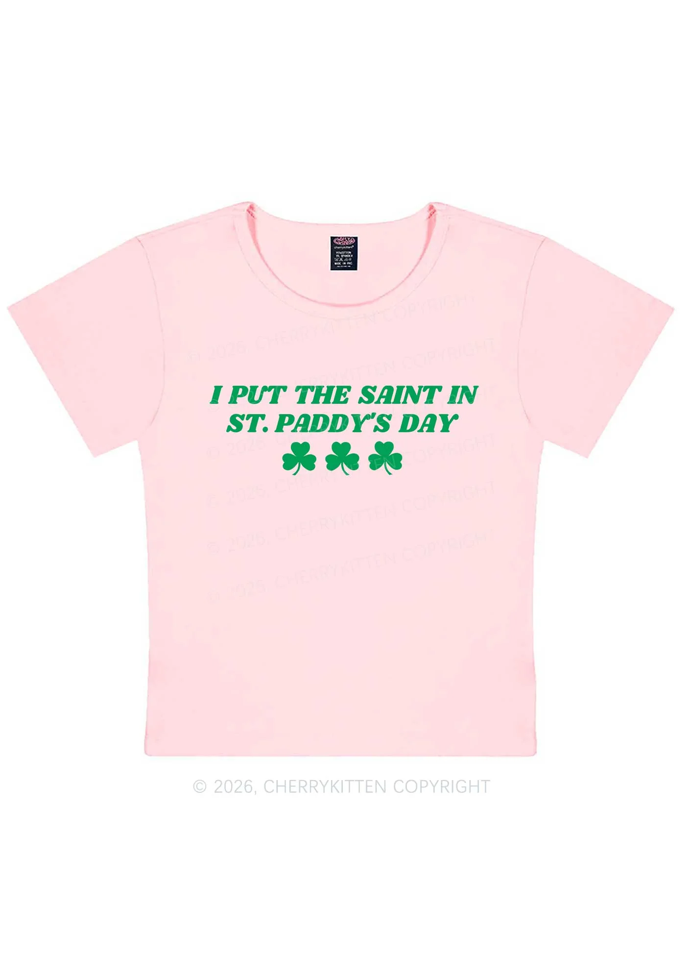 I Put The Saint In St Patricks Y2K Baby Tee Cherrykitten - Image 12