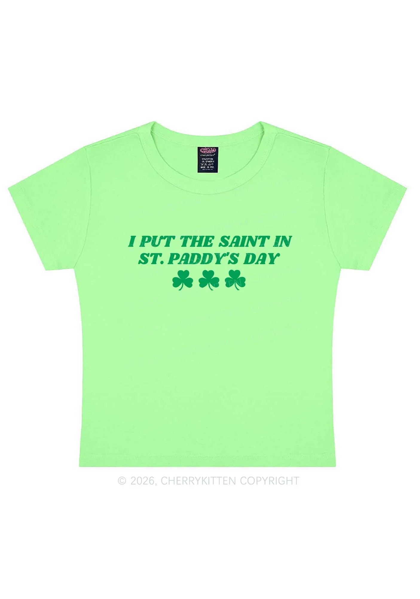 I Put The Saint In St Patricks Y2K Baby Tee Cherrykitten - Image 5