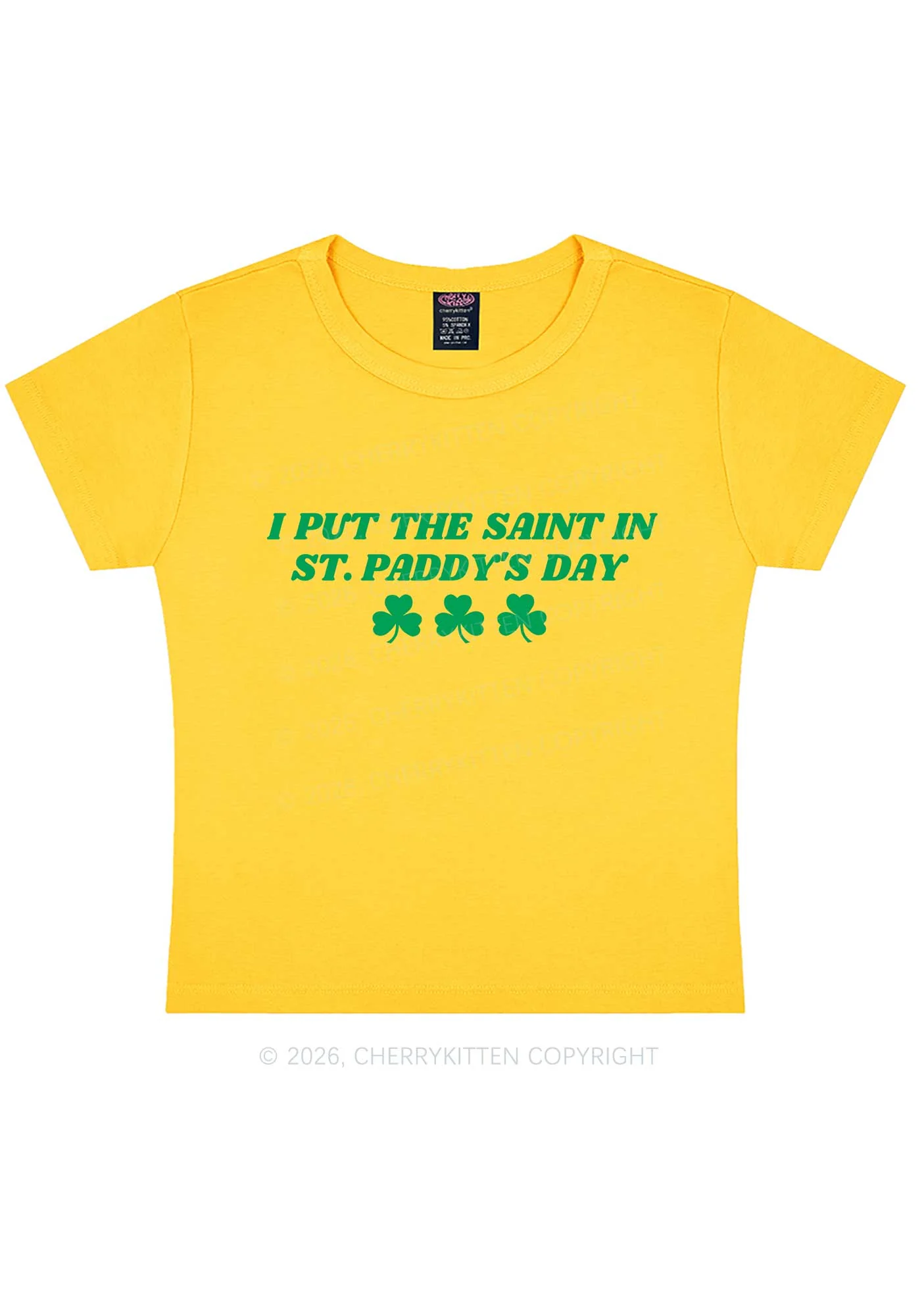 I Put The Saint In St Patricks Y2K Baby Tee Cherrykitten - Image 6