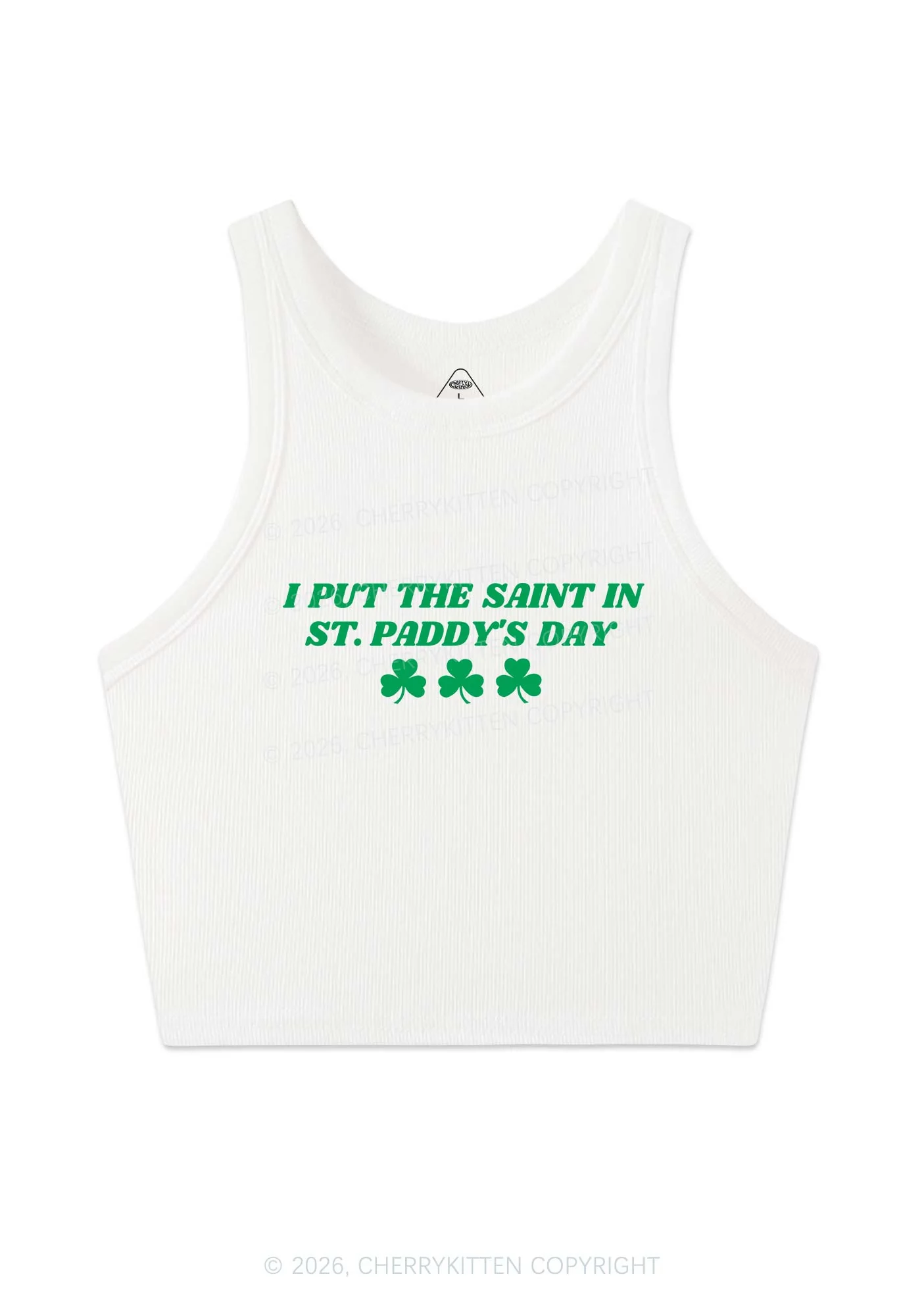 I Put The Saint In St Patricks Y2K Crop Tank Top Cherrykitten - Image 4