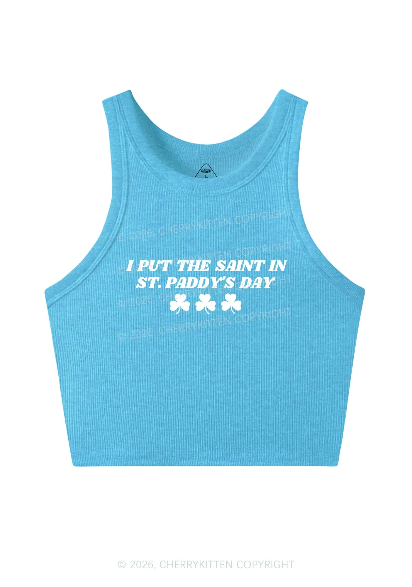 I Put The Saint In St Patricks Y2K Crop Tank Top Cherrykitten - Image 6
