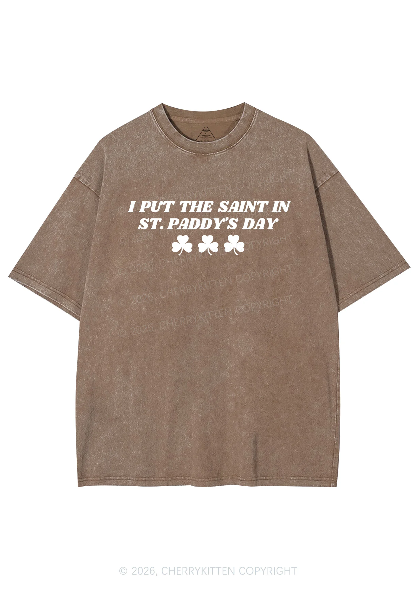 I Put The Saint In St Patricks Y2K Shirts Washed Tee Cherrykitten - Image 8