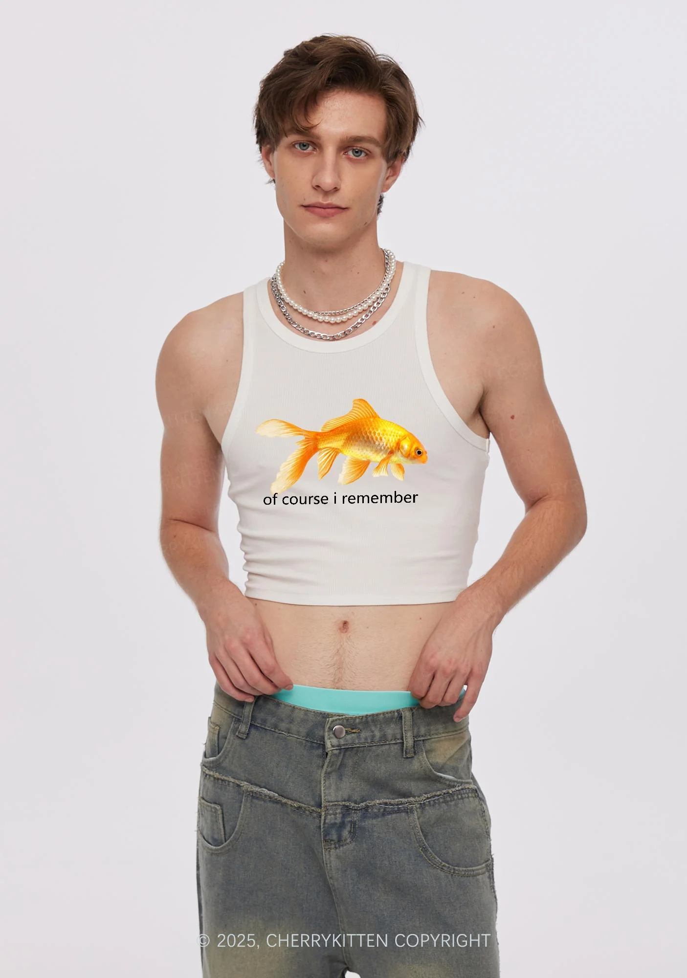 I Remember Goldfish Y2K Crop Tank Top Cherrykitten - Image 2